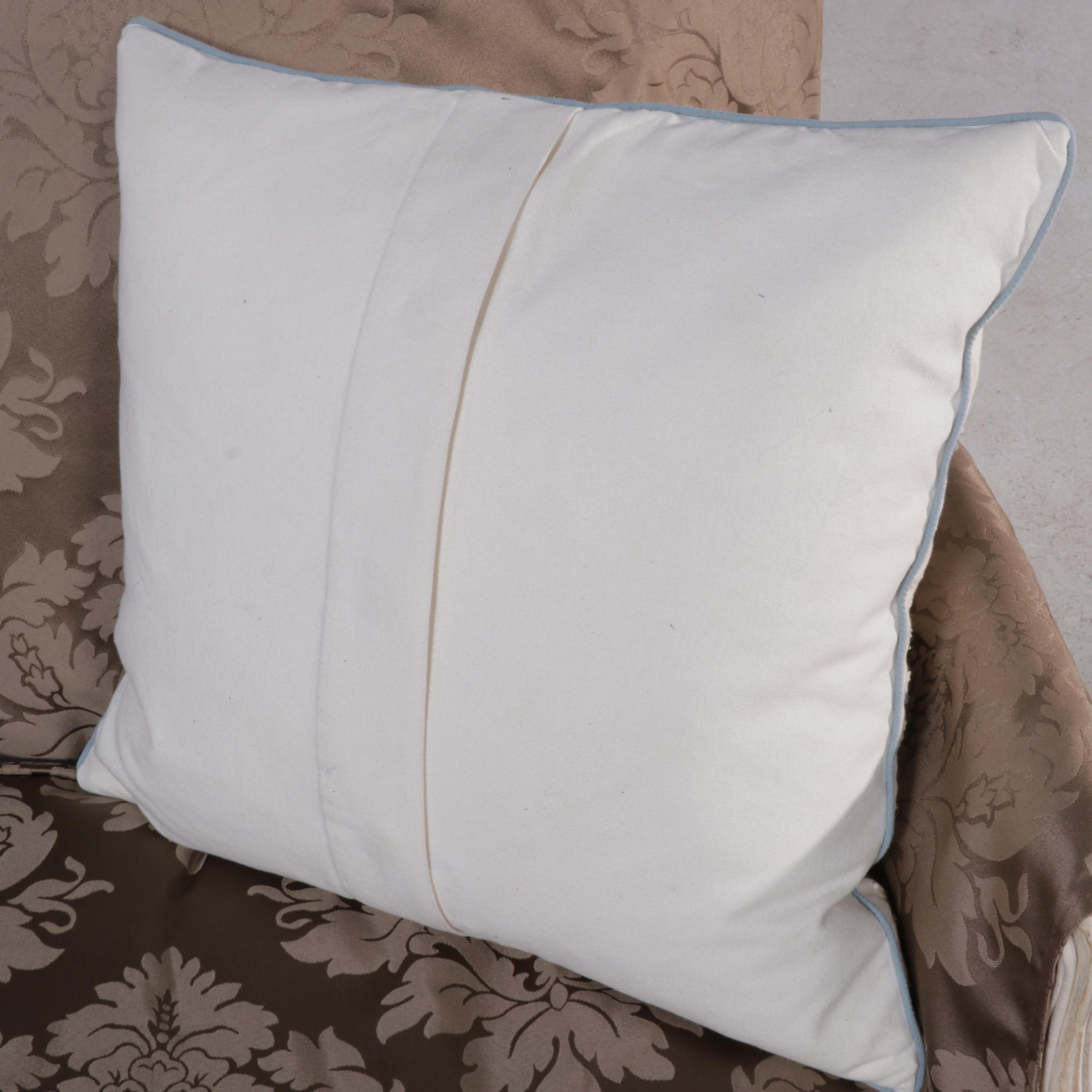 Ethan Allen "Lucia" Damask Slipcovered Bergère and Ottoman