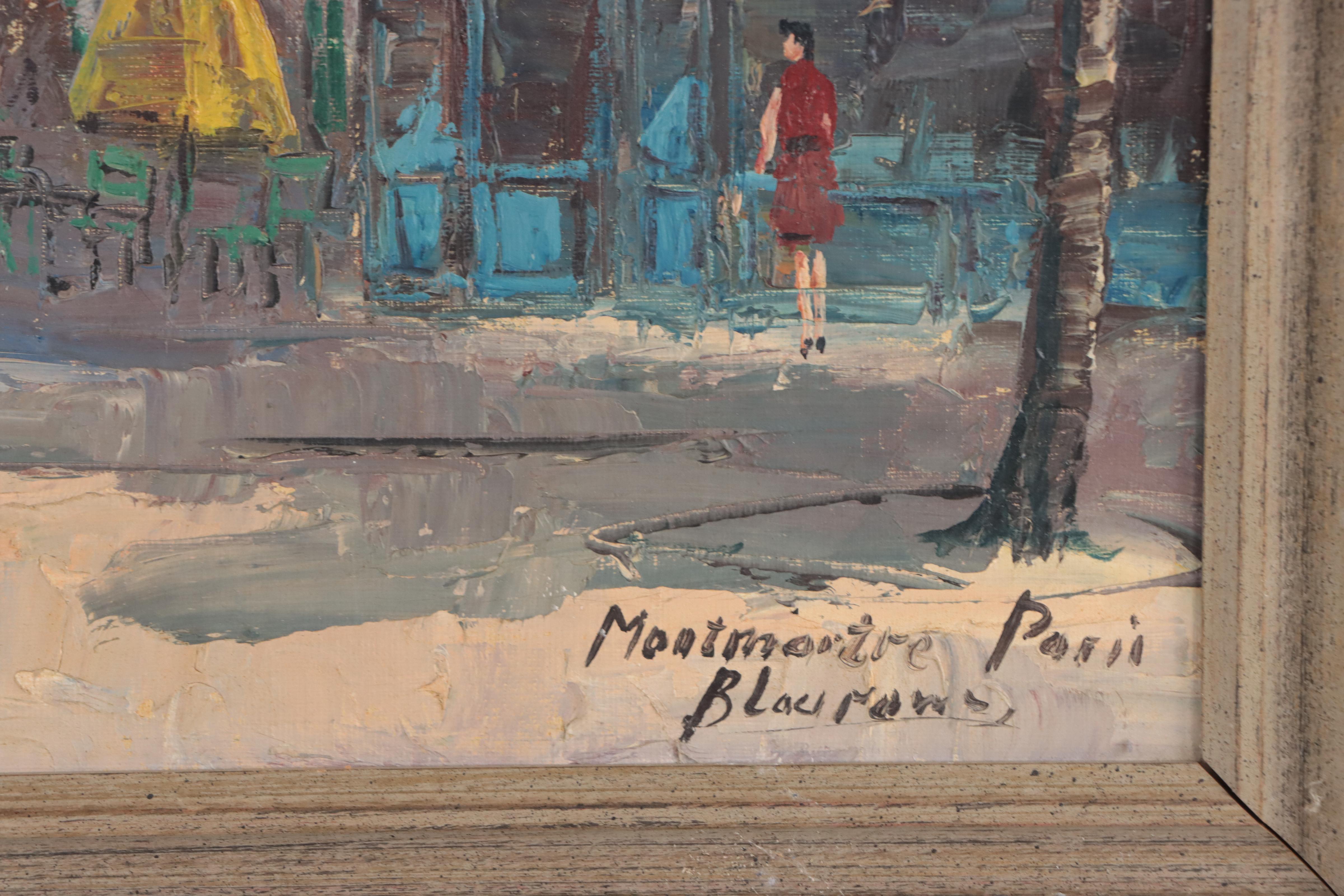 Blourune Impressionist Style Oil Painting "Montmartre, Paris," Mid-20th Century
