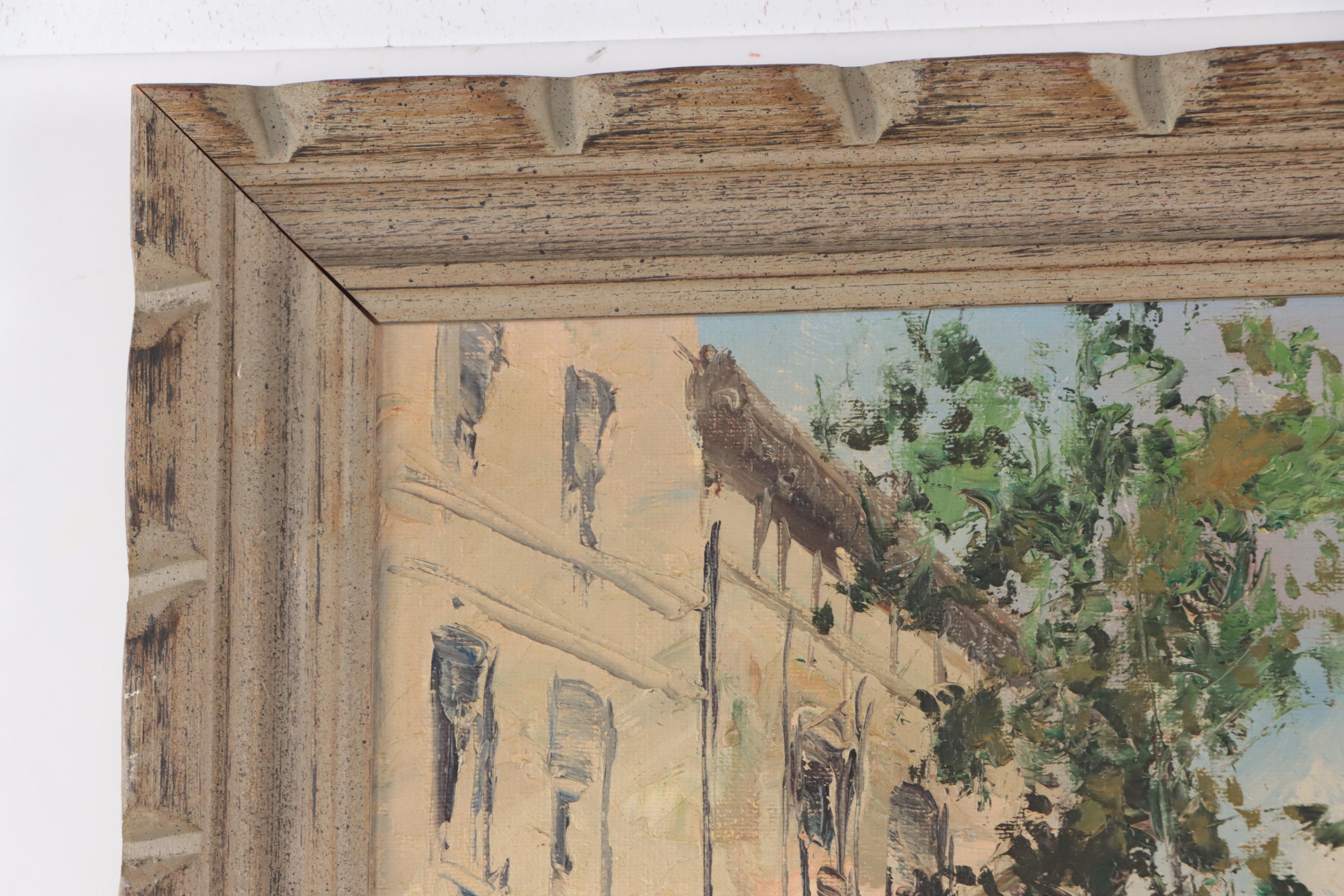 Blourune Impressionist Style Oil Painting "Montmartre, Paris," Mid-20th Century