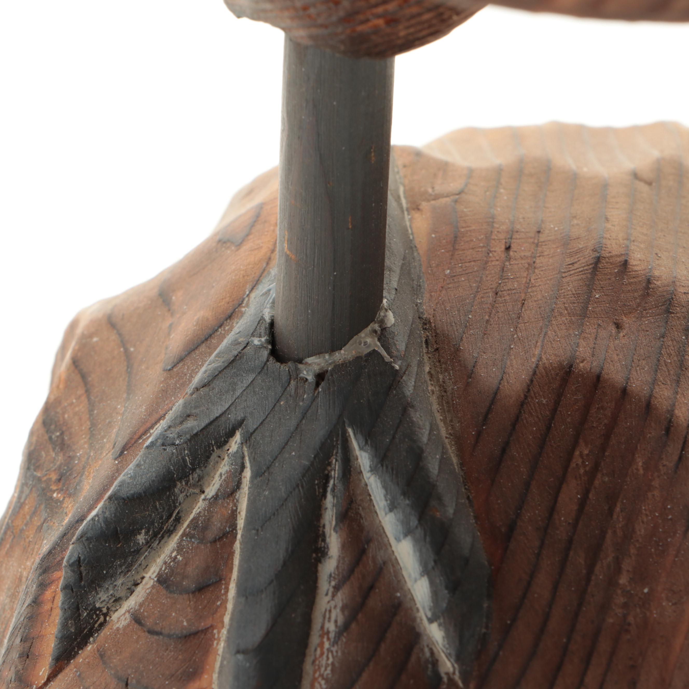 Polychrome Painted Carved Wood Pheasant Figurine