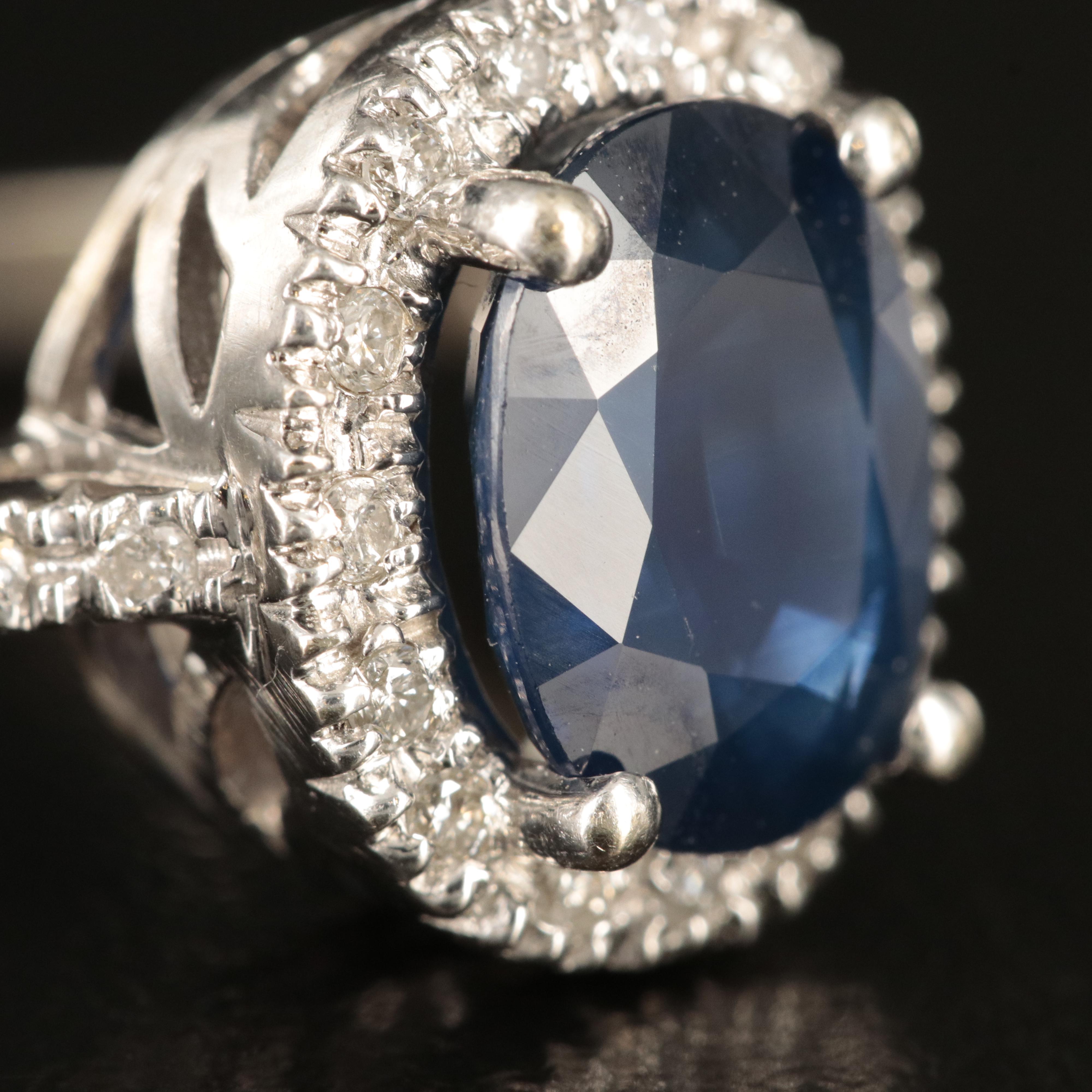 14K 2.56 CT Sapphire and Diamond Ring