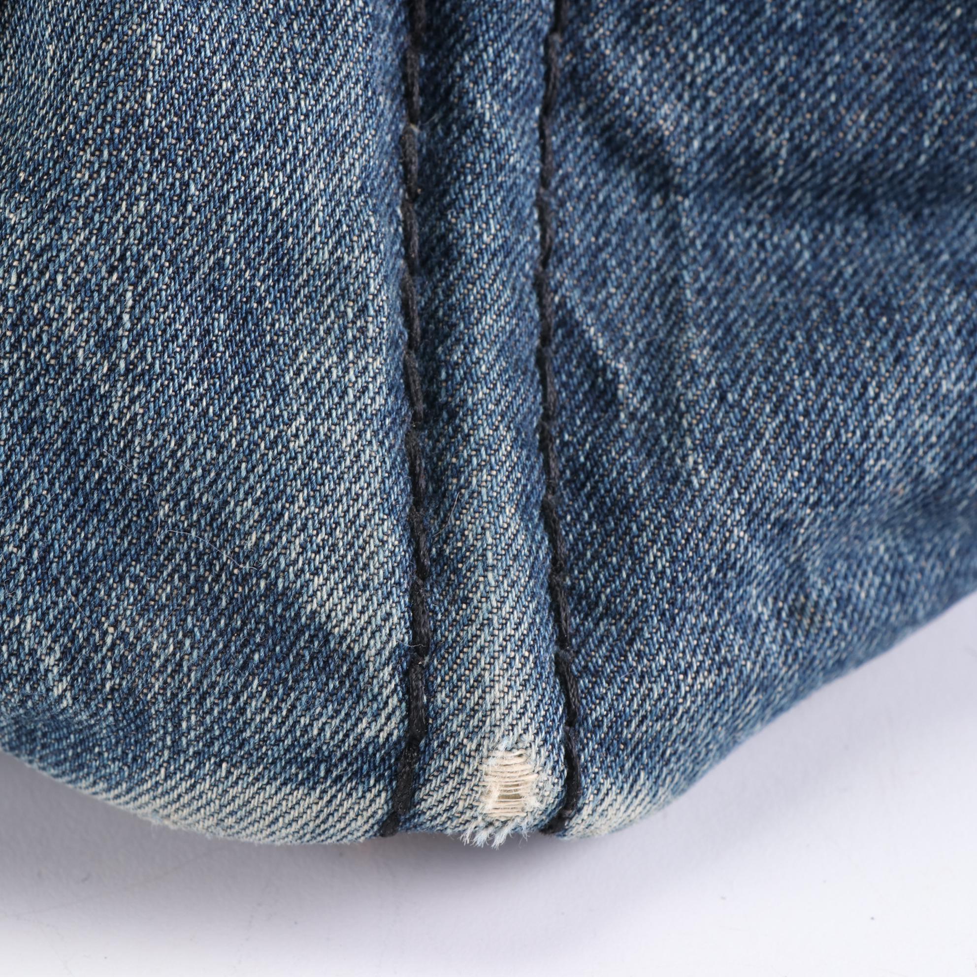 Prada Logo Tote in Blue Faded Denim