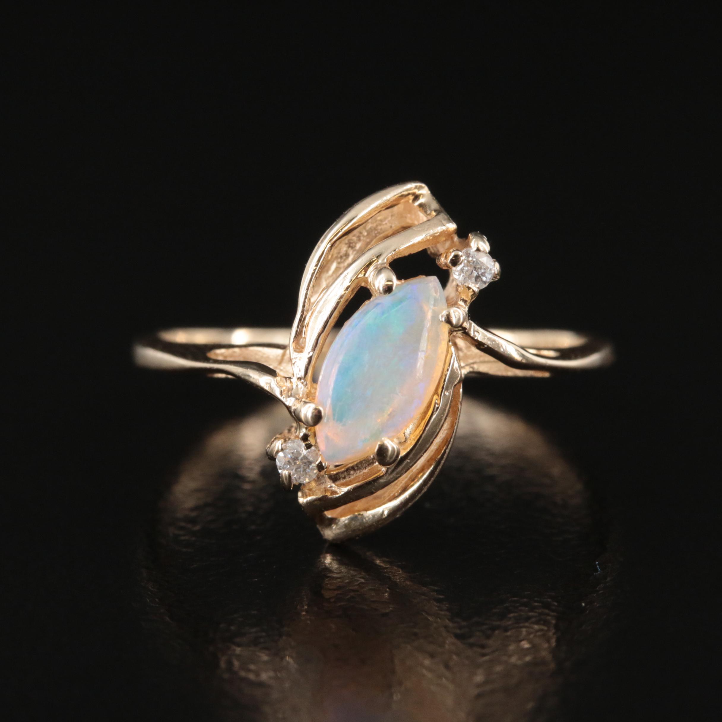 14K Opal and Diamond Ring