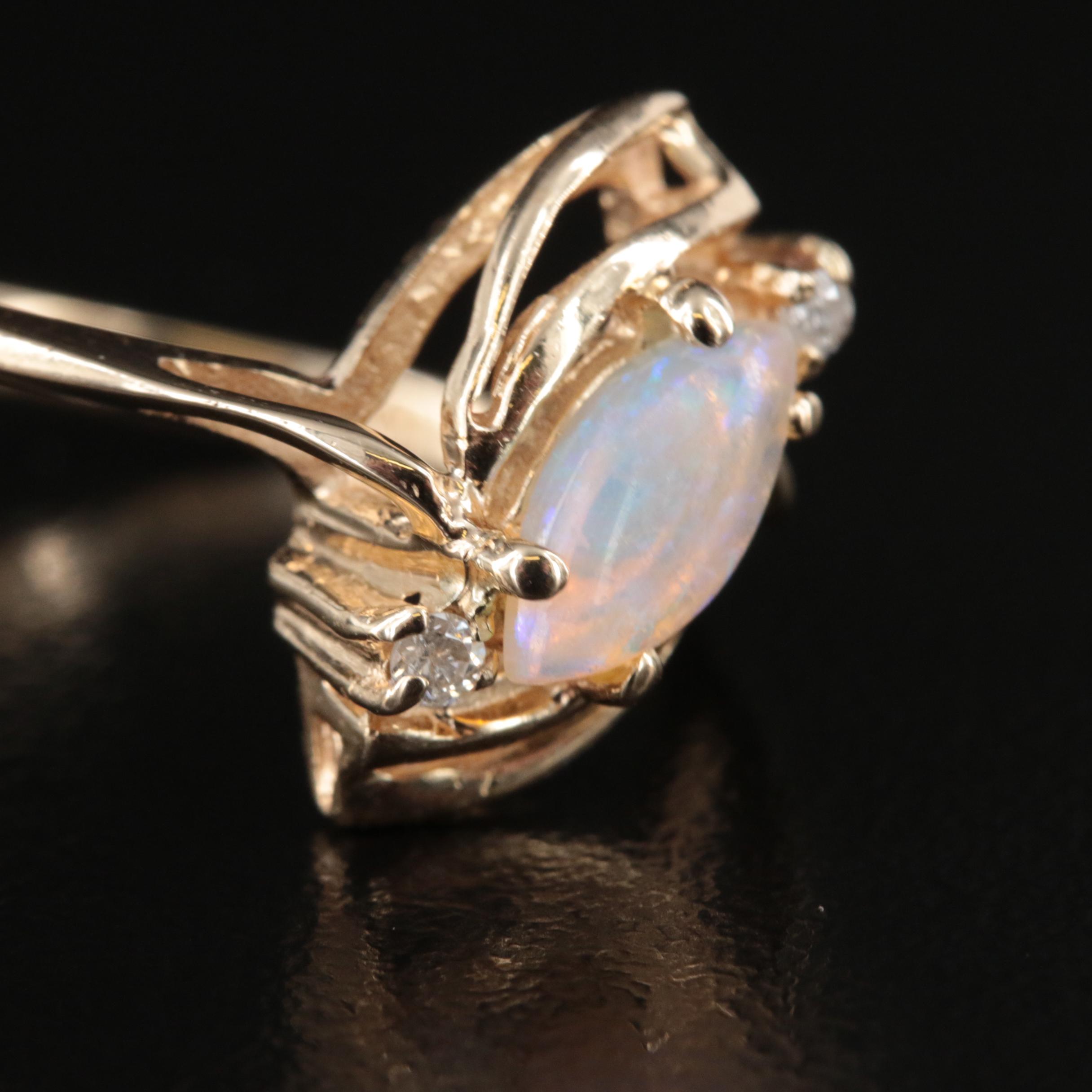 14K Opal and Diamond Ring