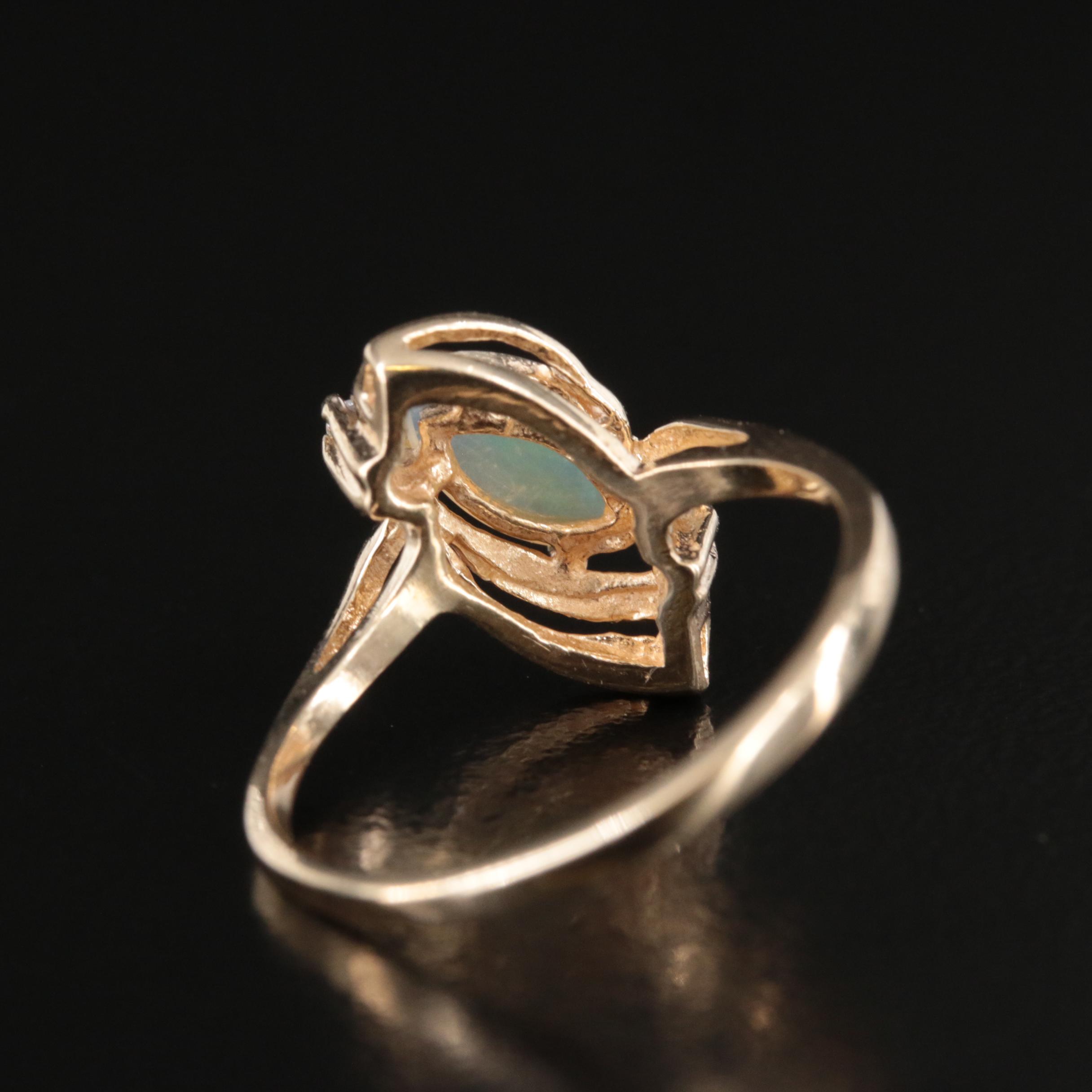 14K Opal and Diamond Ring