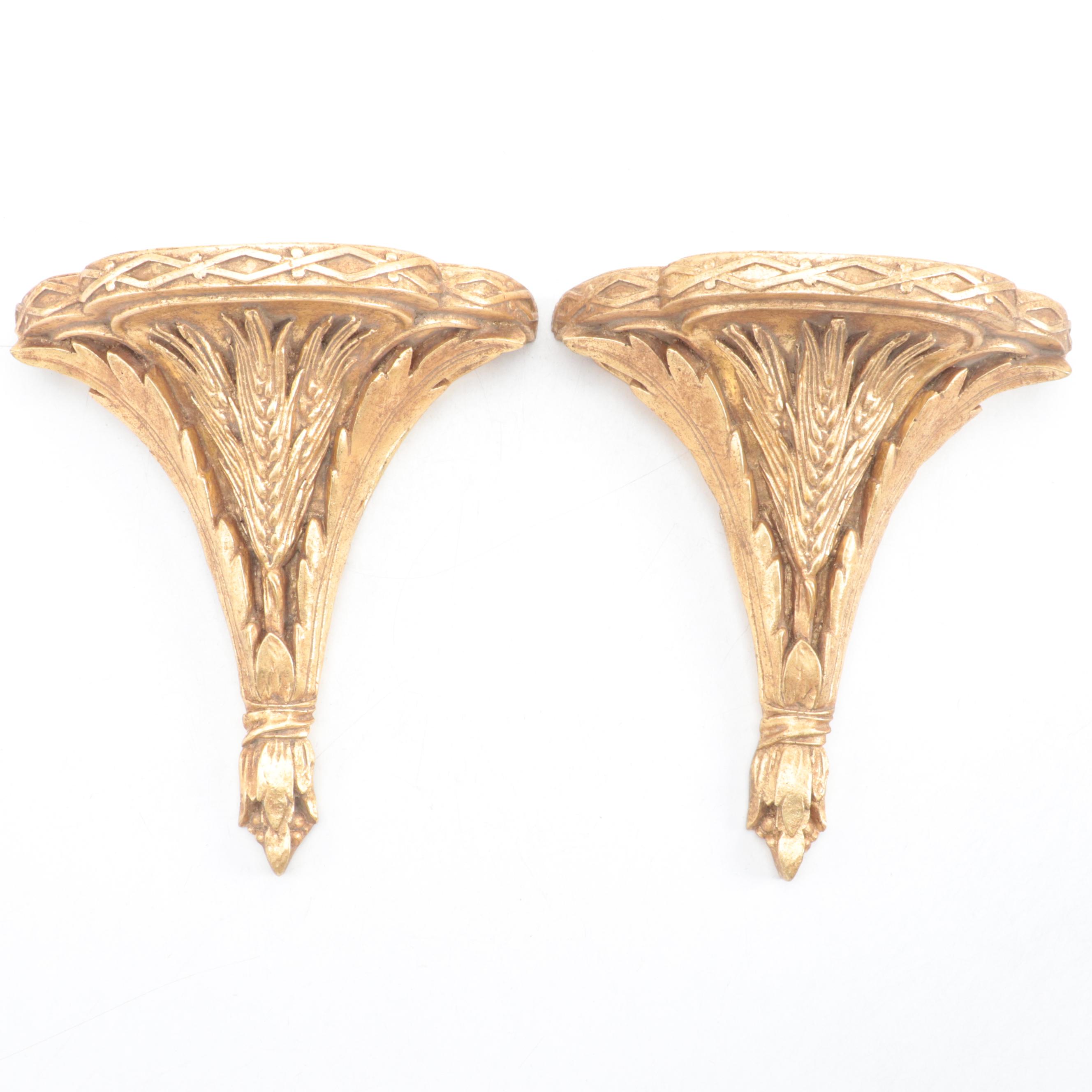 Pair of Neoclassical Giltwood and Plaster Wall Corbels, Late 20th Century