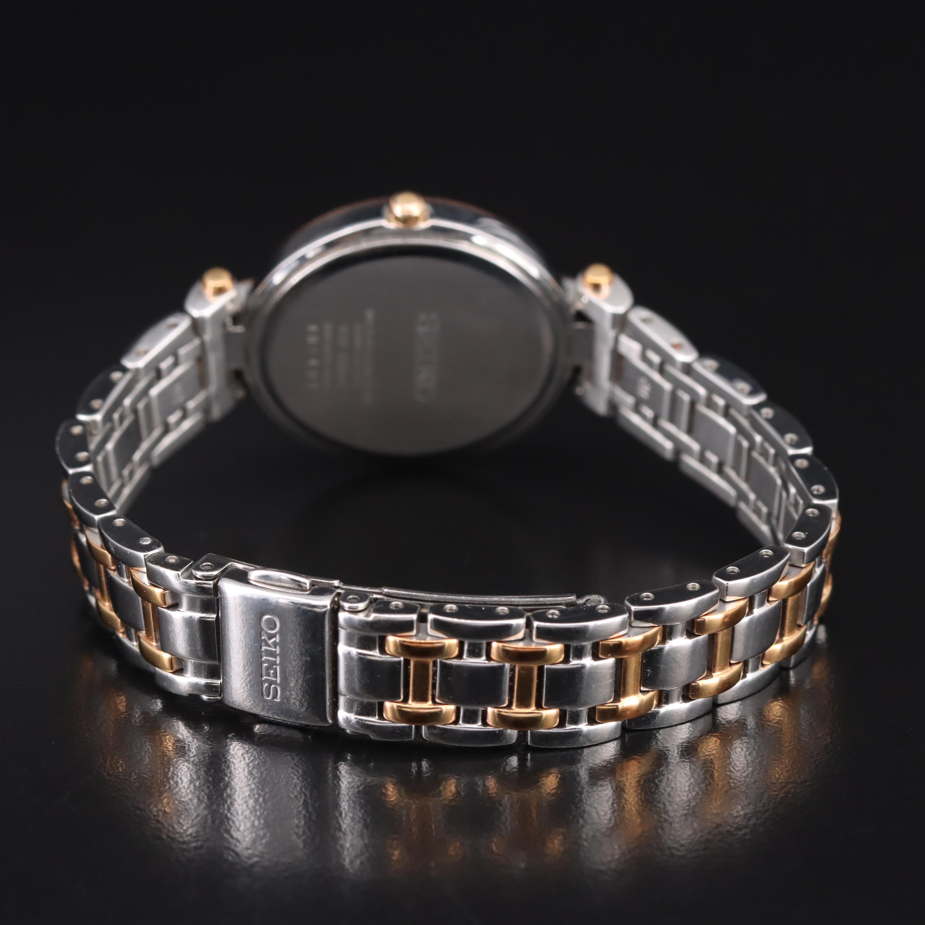 Seiko Solar Diamond and Mother-of-Pearl Dial Watch