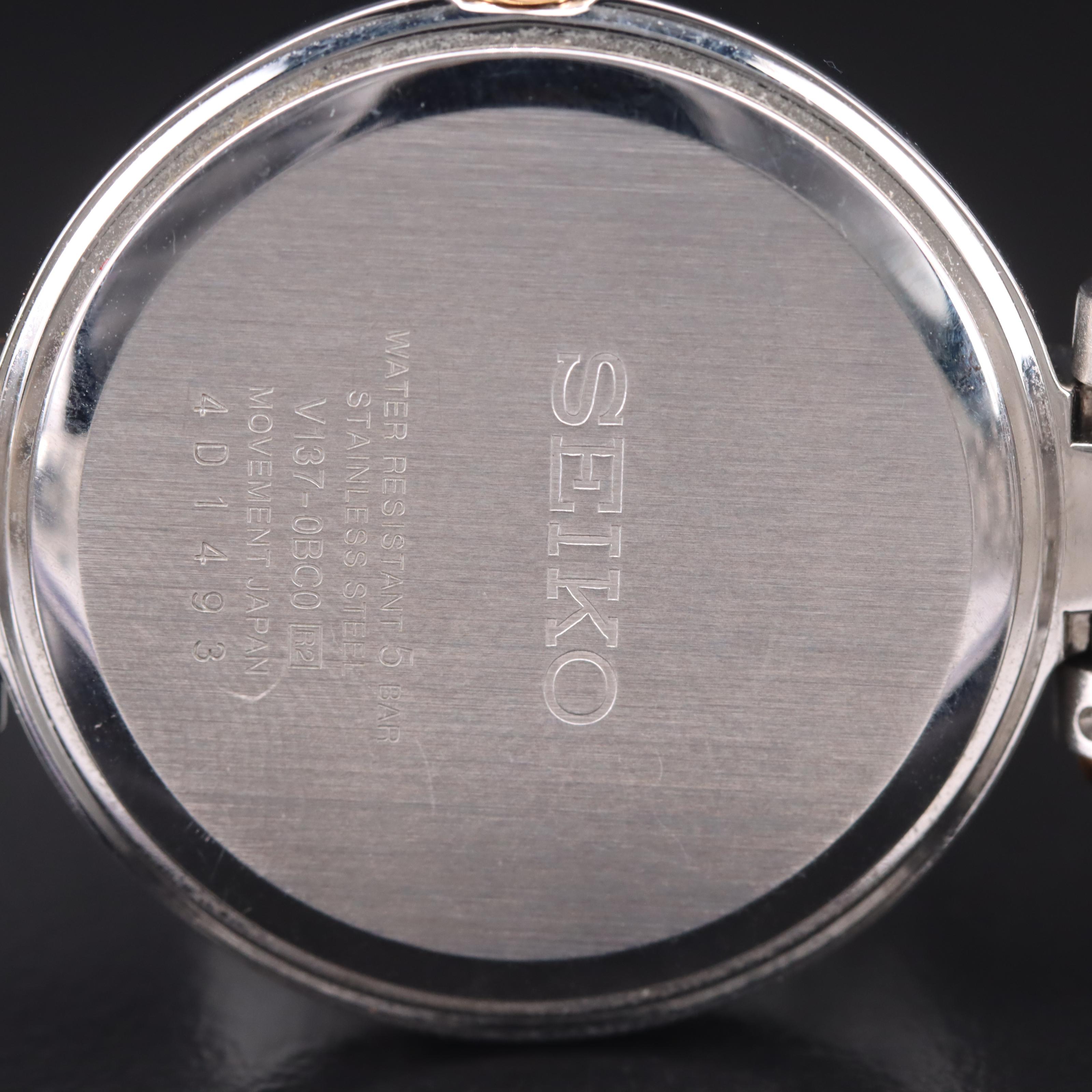 Seiko Solar Diamond and Mother-of-Pearl Dial Watch