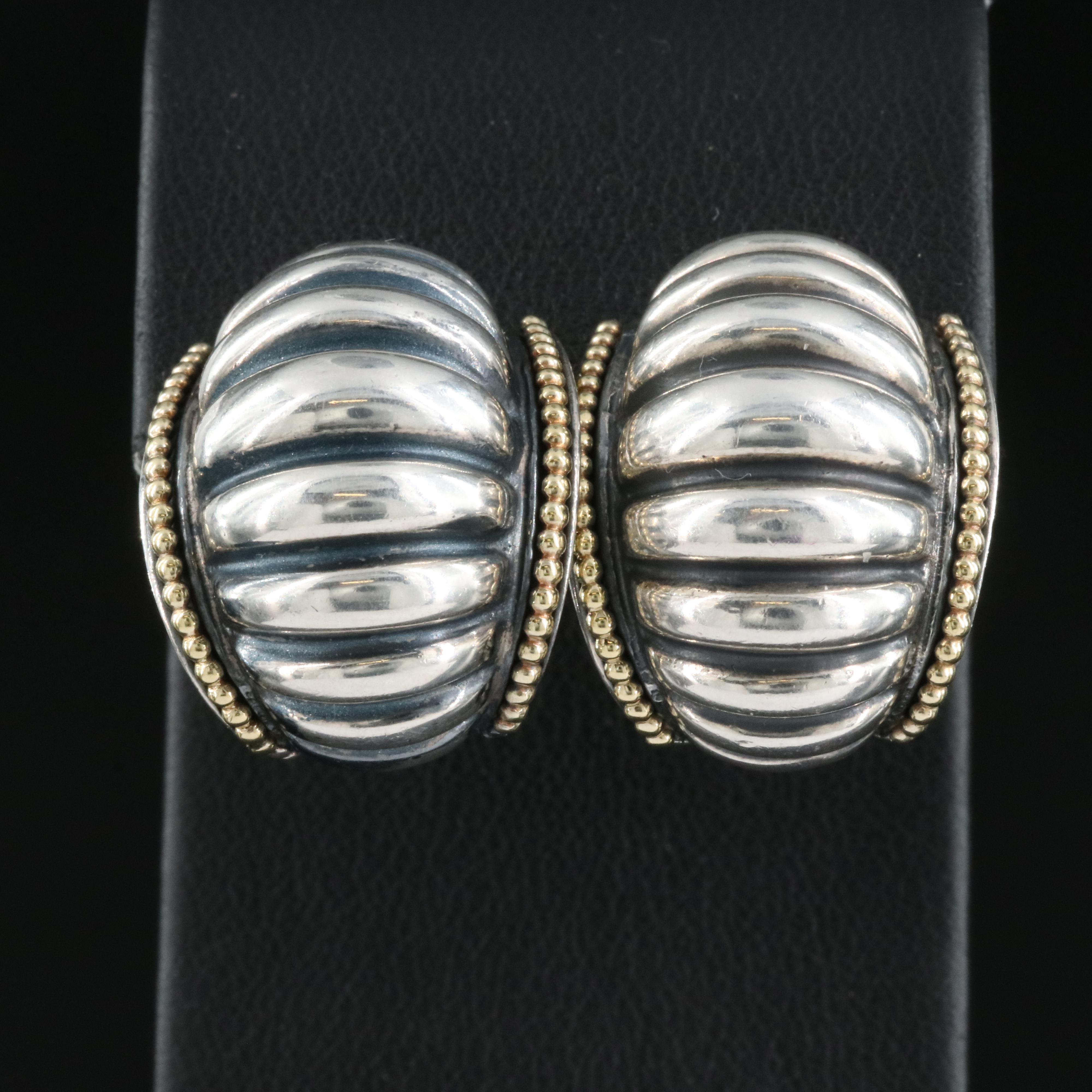 Lagos Caviar Sterling Earrings with 18K Accents