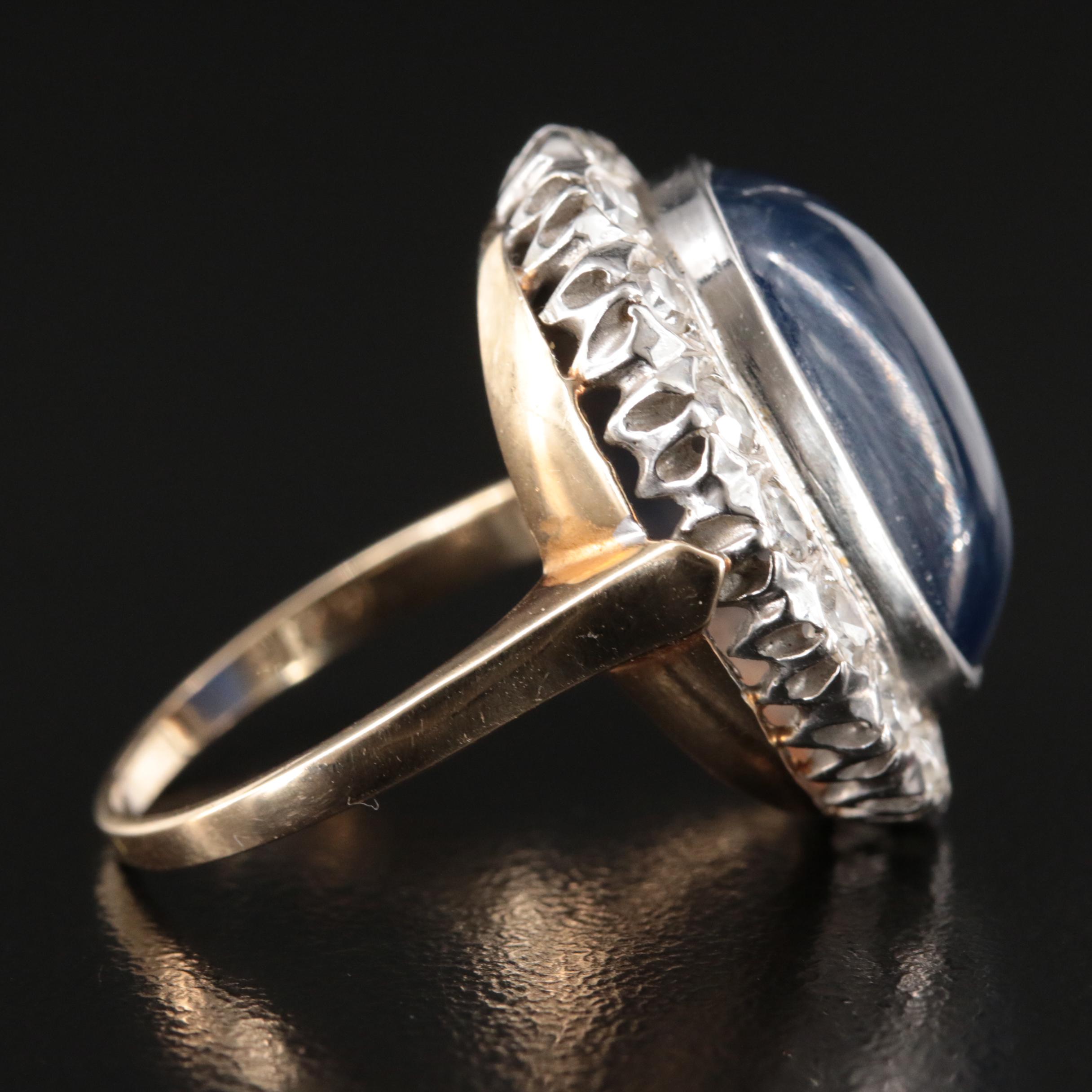 Vinatge 14K Sapphire and Diamond Ring with Palladium Head