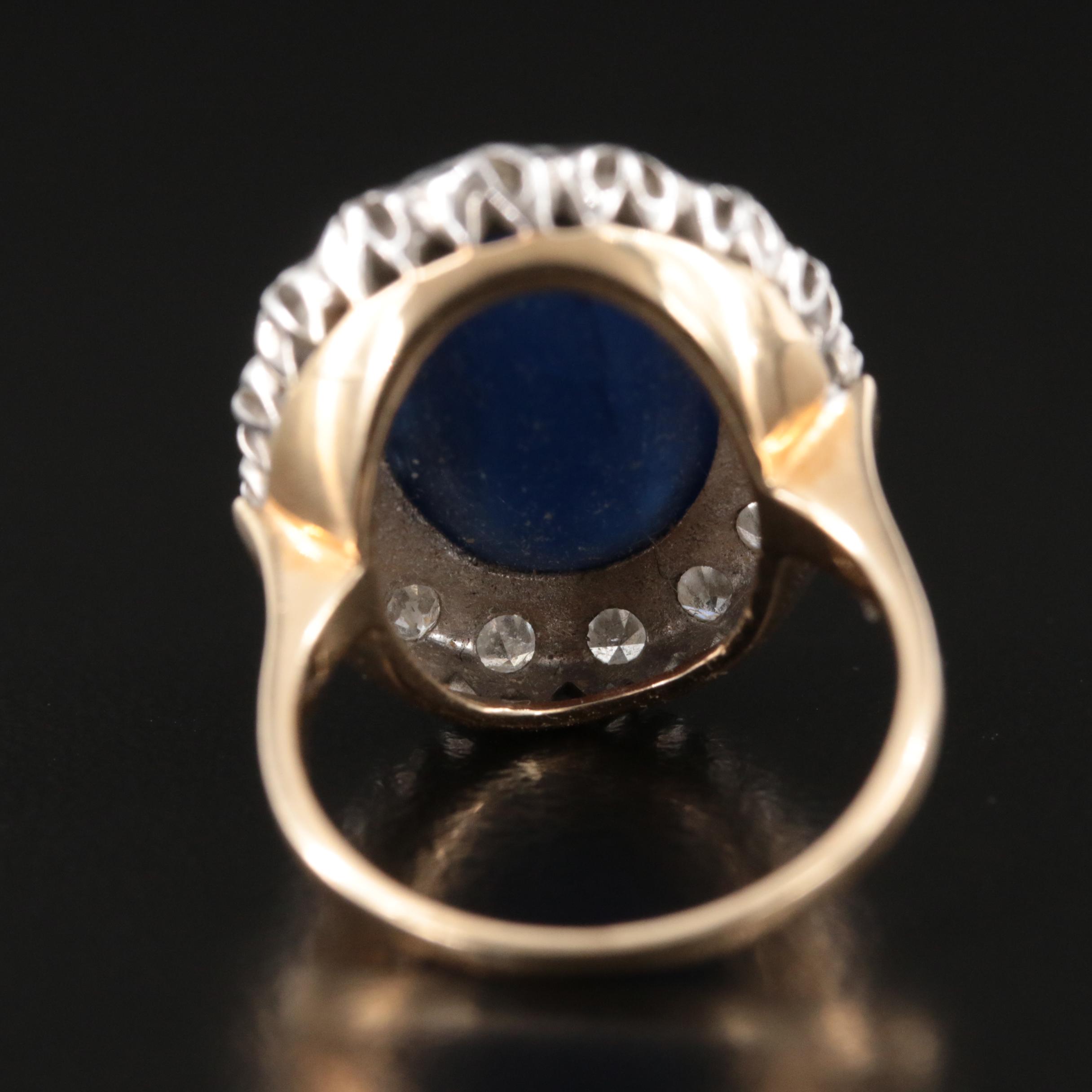 Vinatge 14K Sapphire and Diamond Ring with Palladium Head