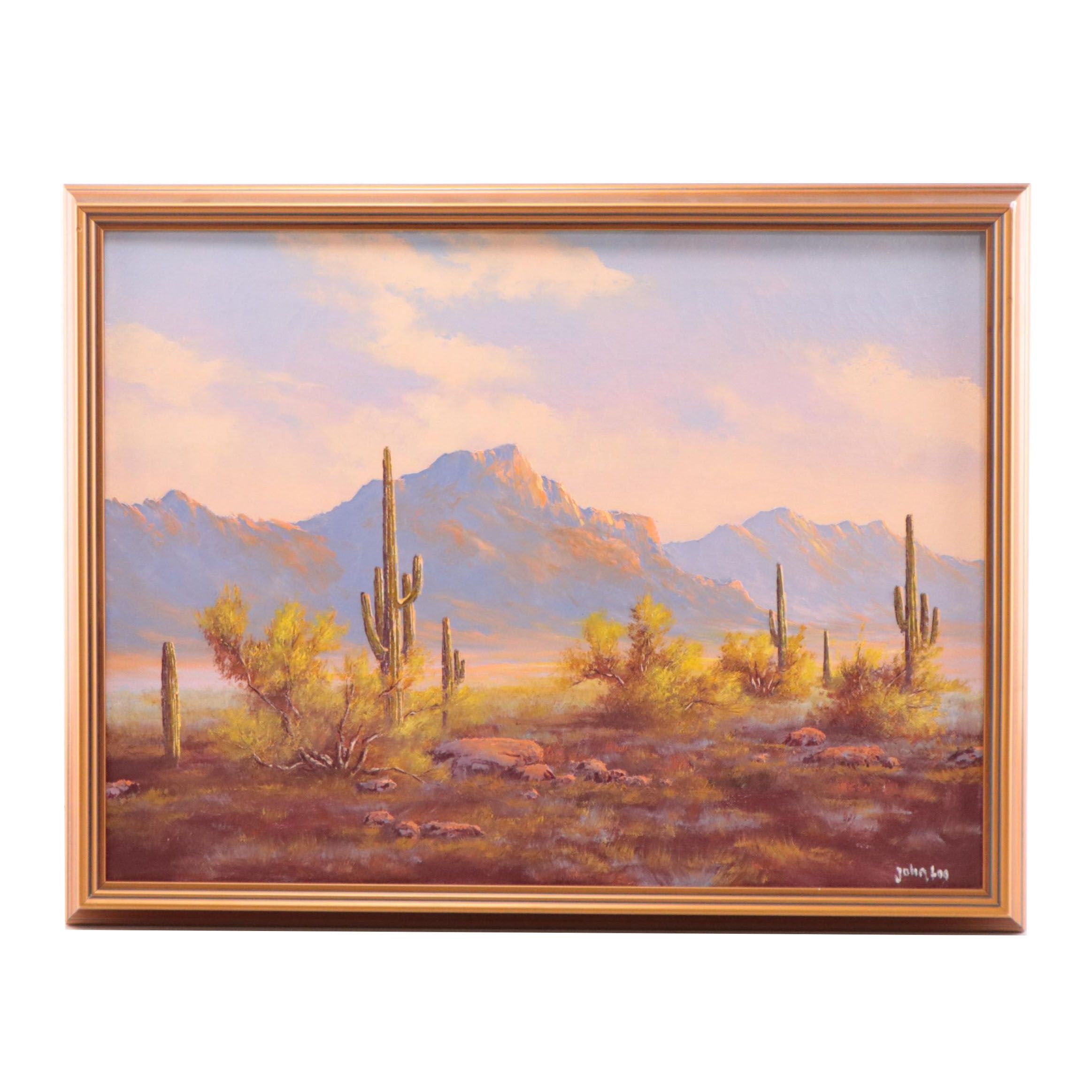 John Loo Arizona Desert Landscape Oil Painting
