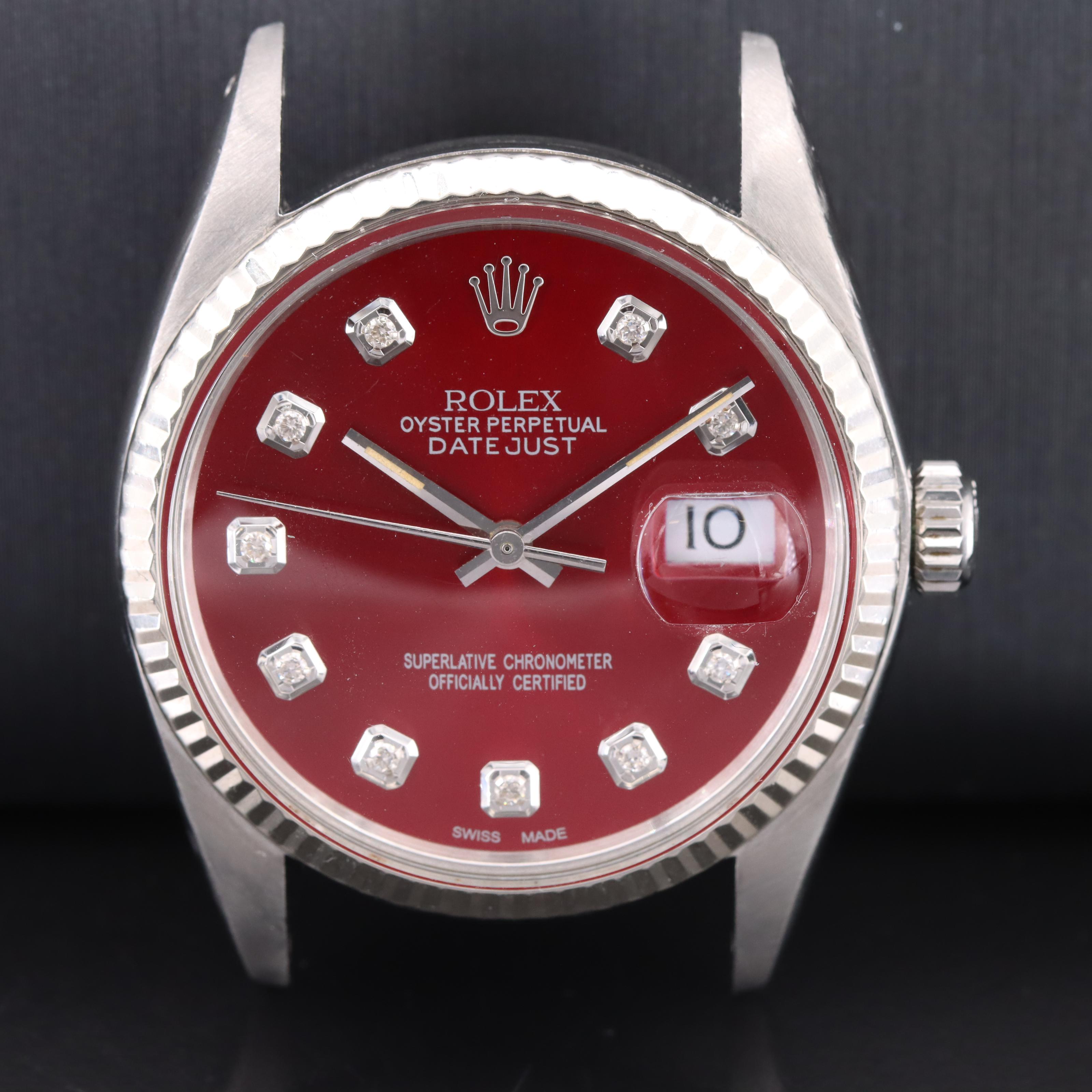 1979 Rolex 14K and Stainless Steel Diamond Oyster Perpetual Datejust Watch