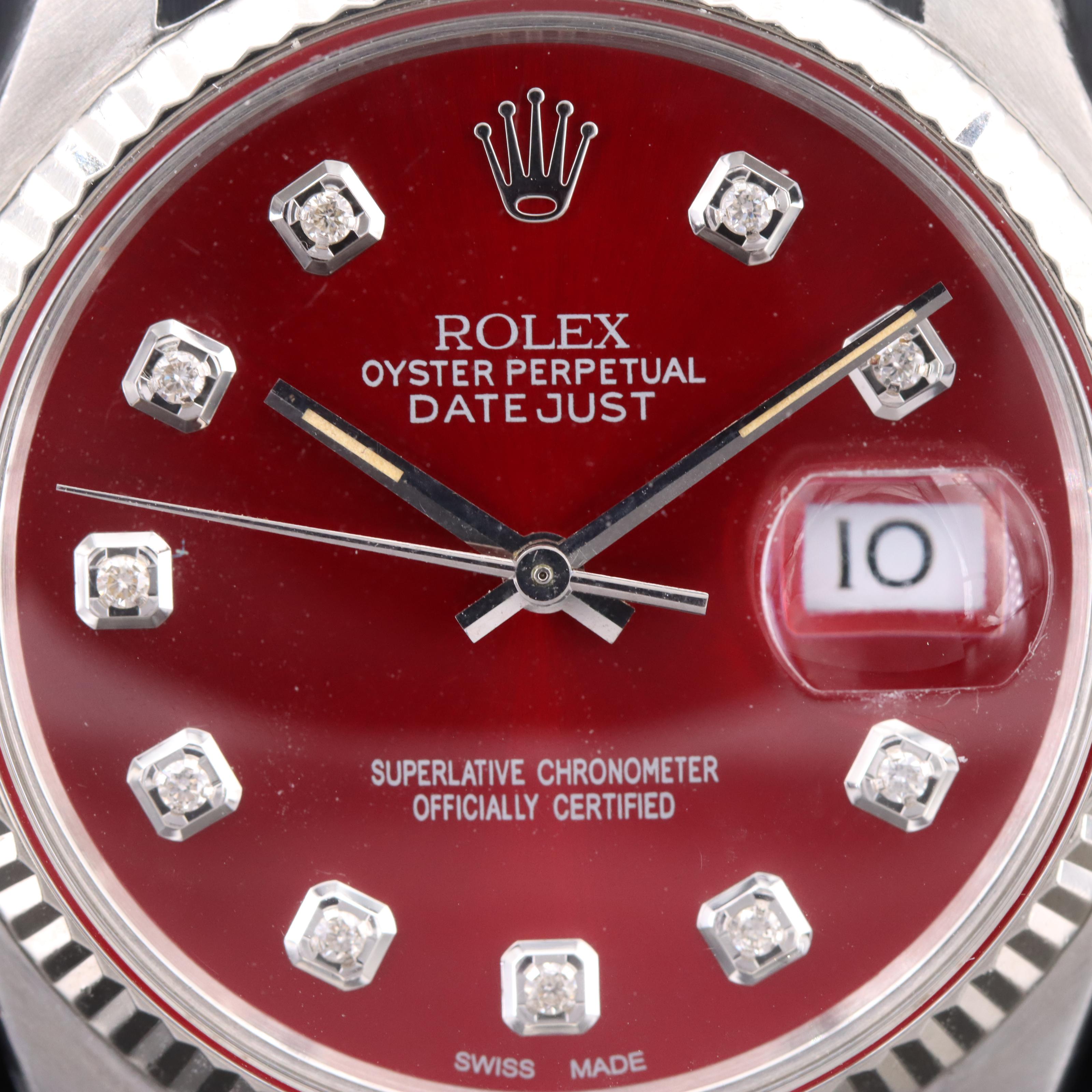 1979 Rolex 14K and Stainless Steel Diamond Oyster Perpetual Datejust Watch