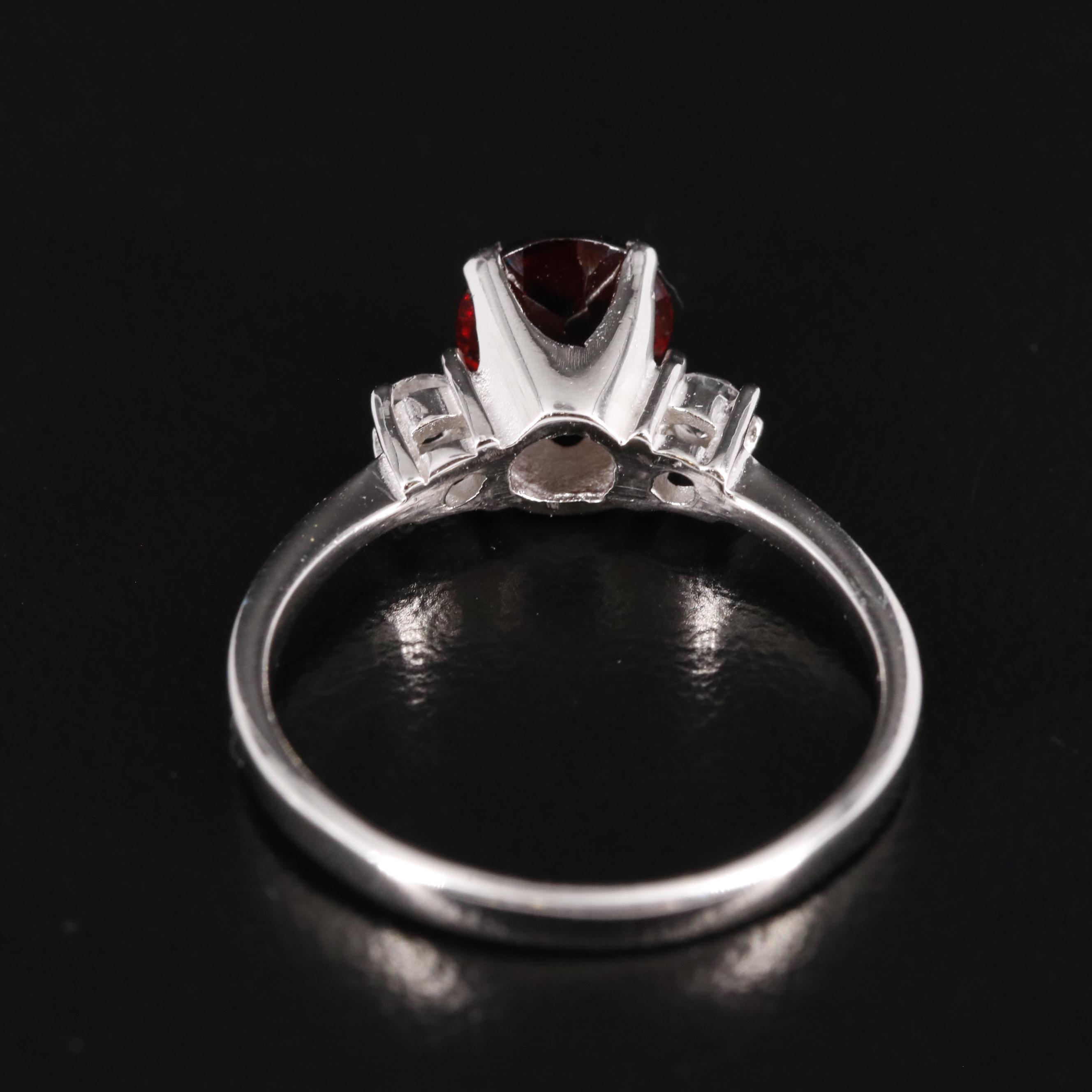 Sterling Garnet and Topaz Three Stone RIng