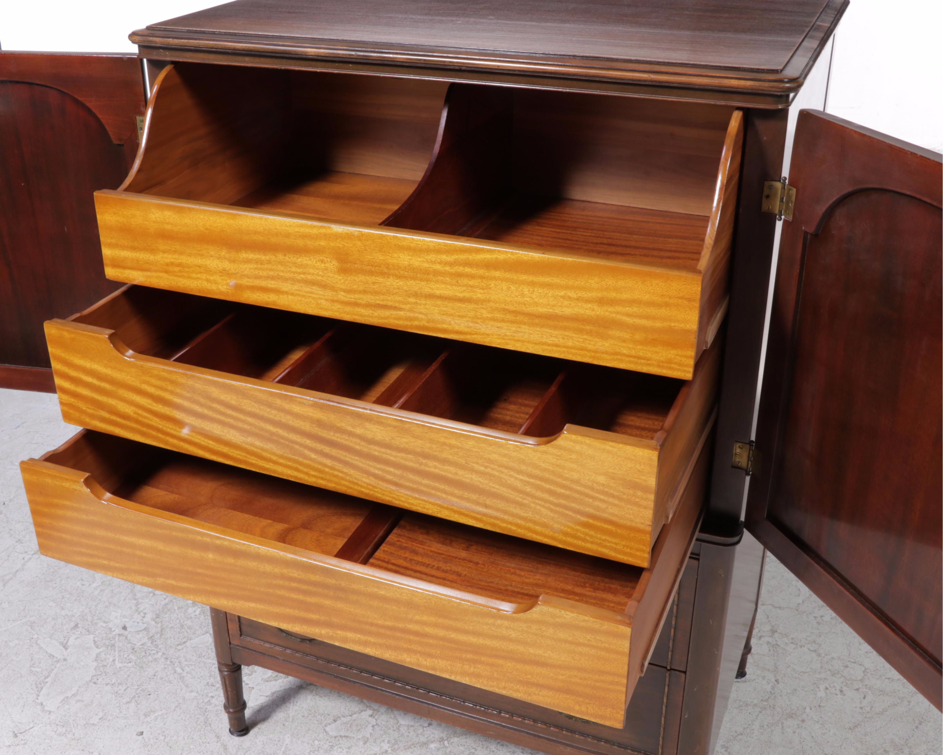 Mahogany and Birch Clothes Press, Early to Mid 20th Century