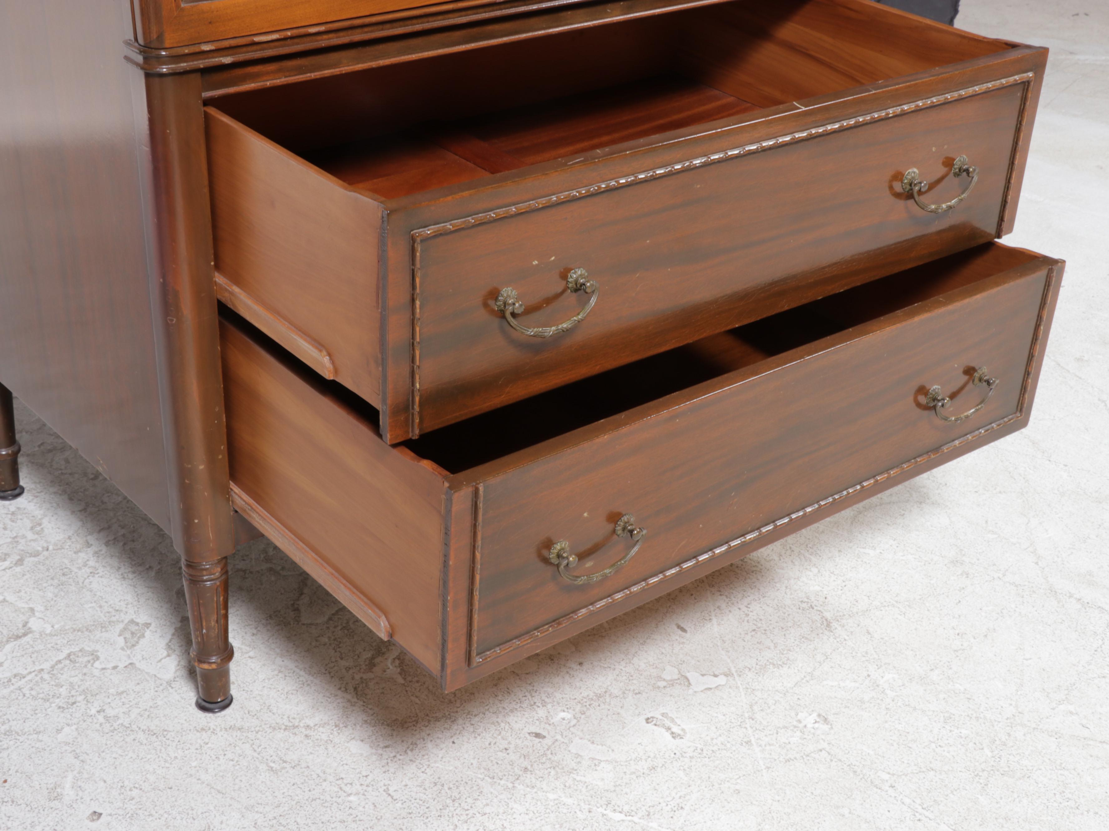 Mahogany and Birch Clothes Press, Early to Mid 20th Century