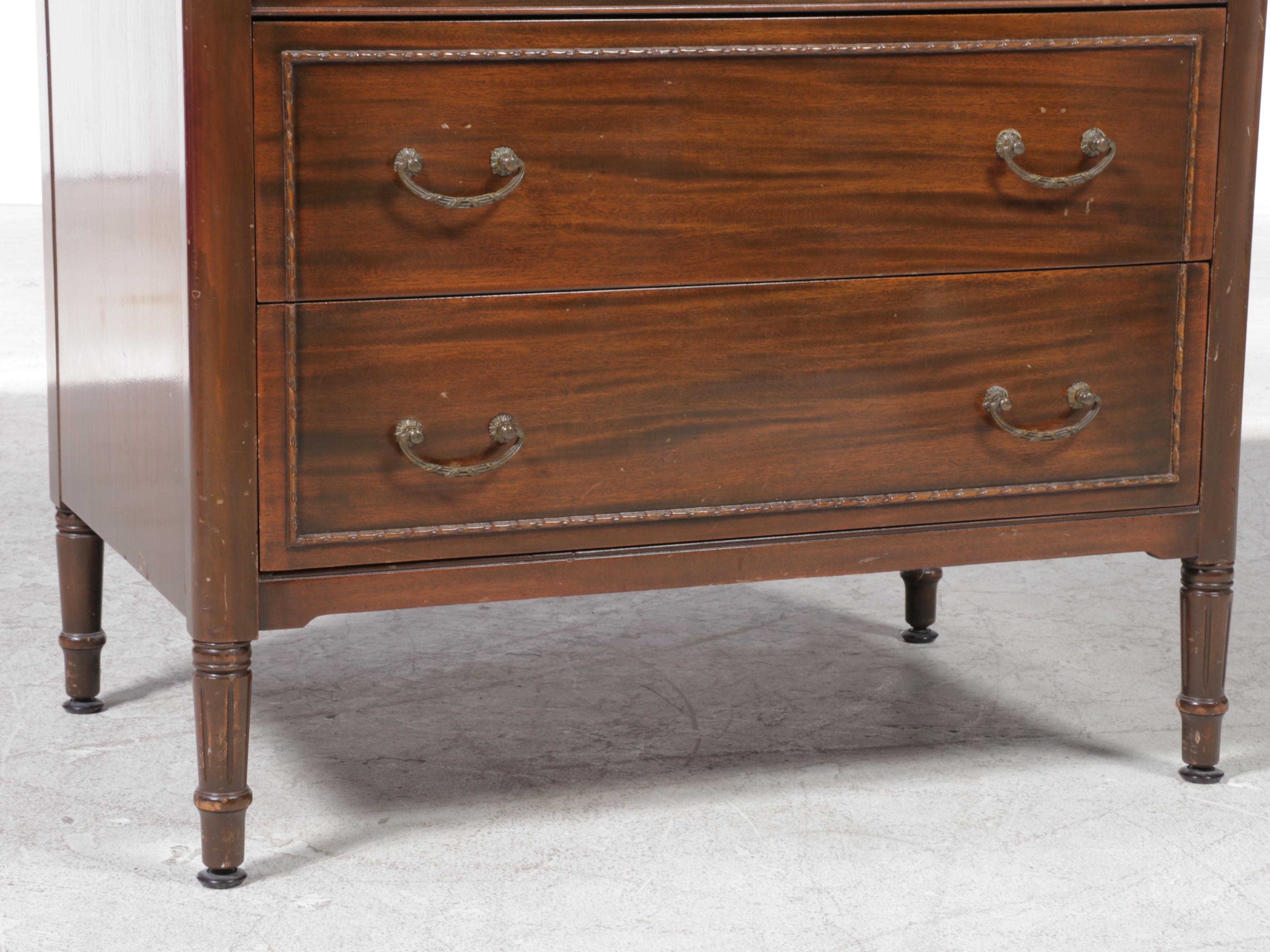 Mahogany and Birch Clothes Press, Early to Mid 20th Century