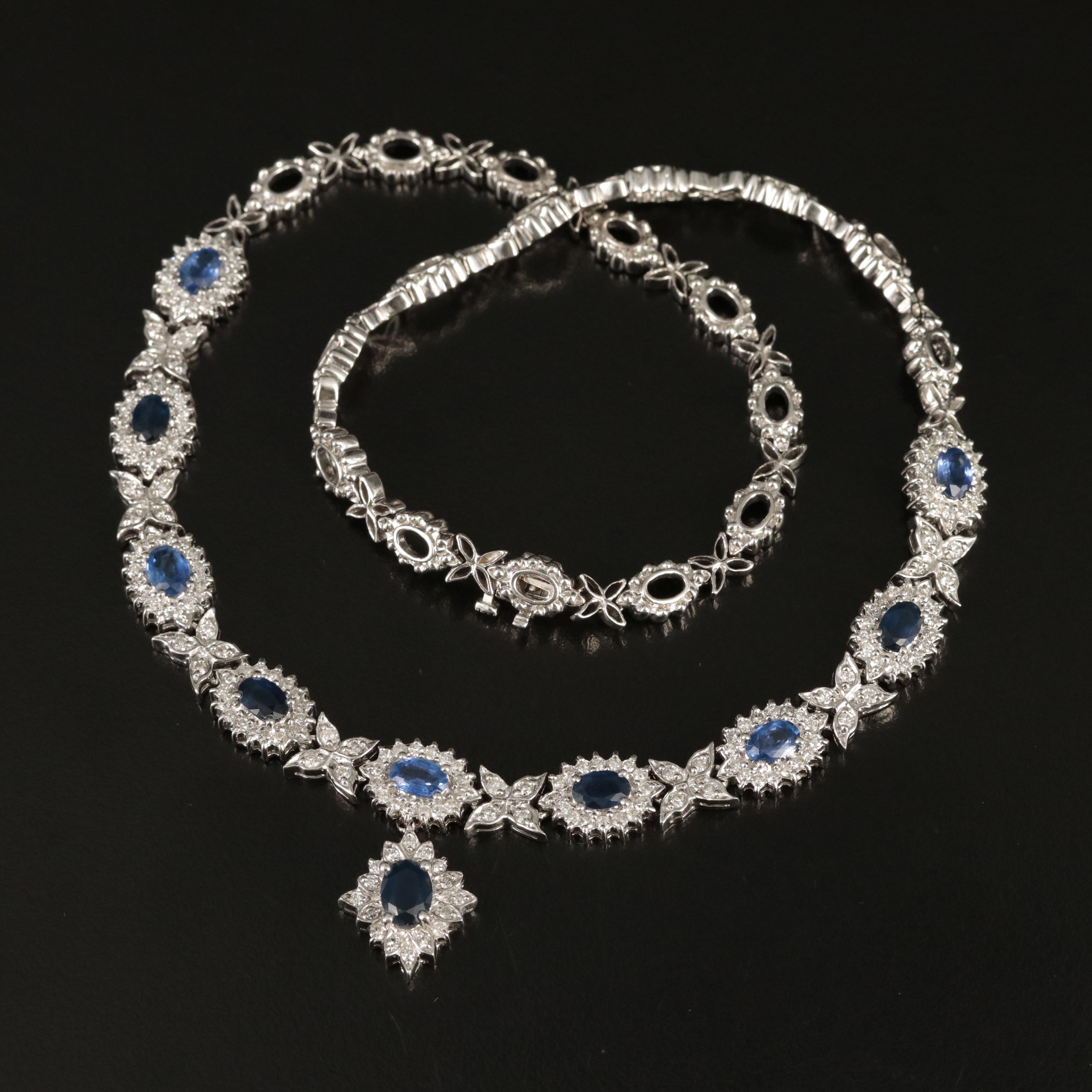 14K Sapphire and 3.02 CTW Diamond Necklace