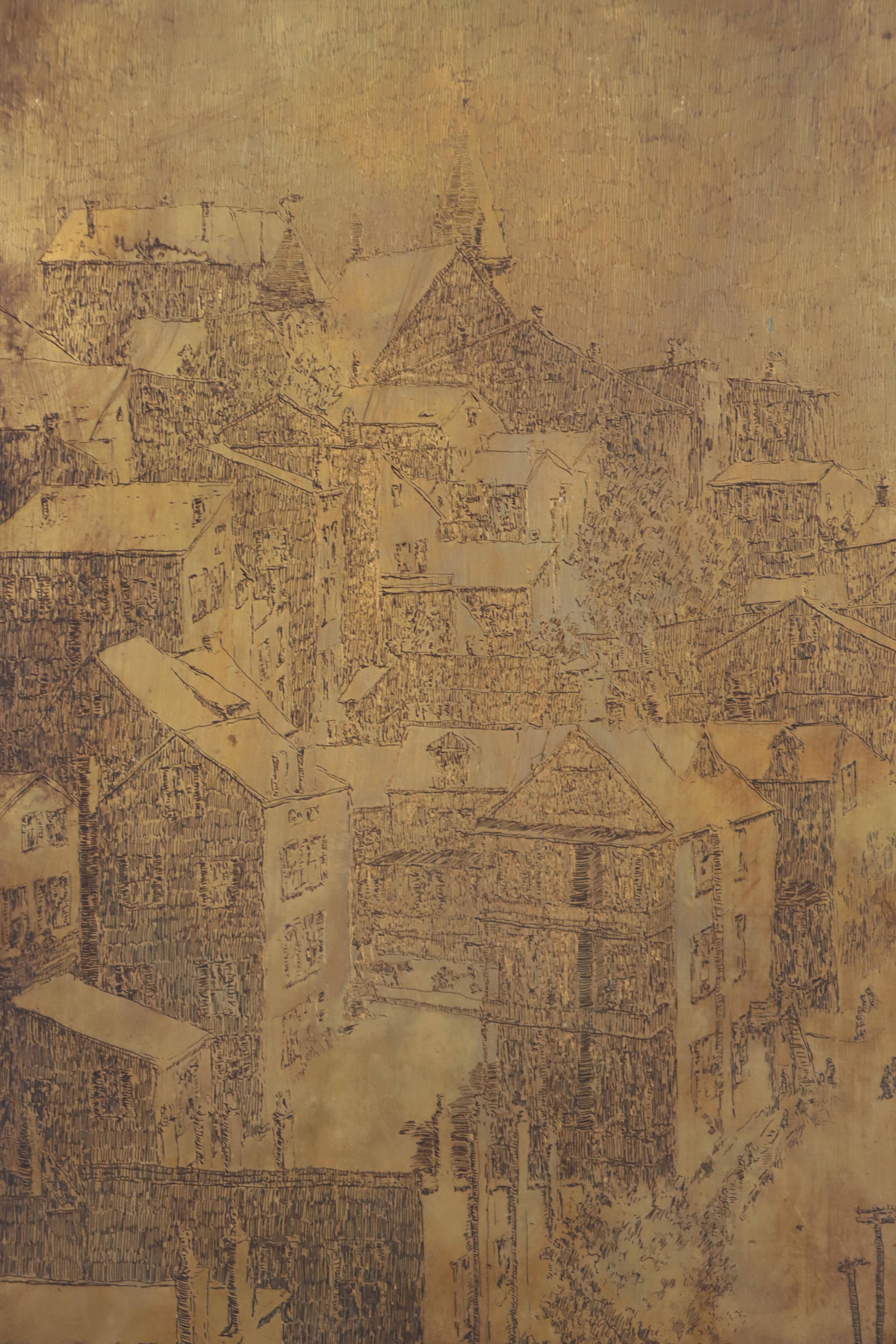 Edward Hurley Etched Copper Plate of Mt. Adams "Immaculata Chruch," 1915