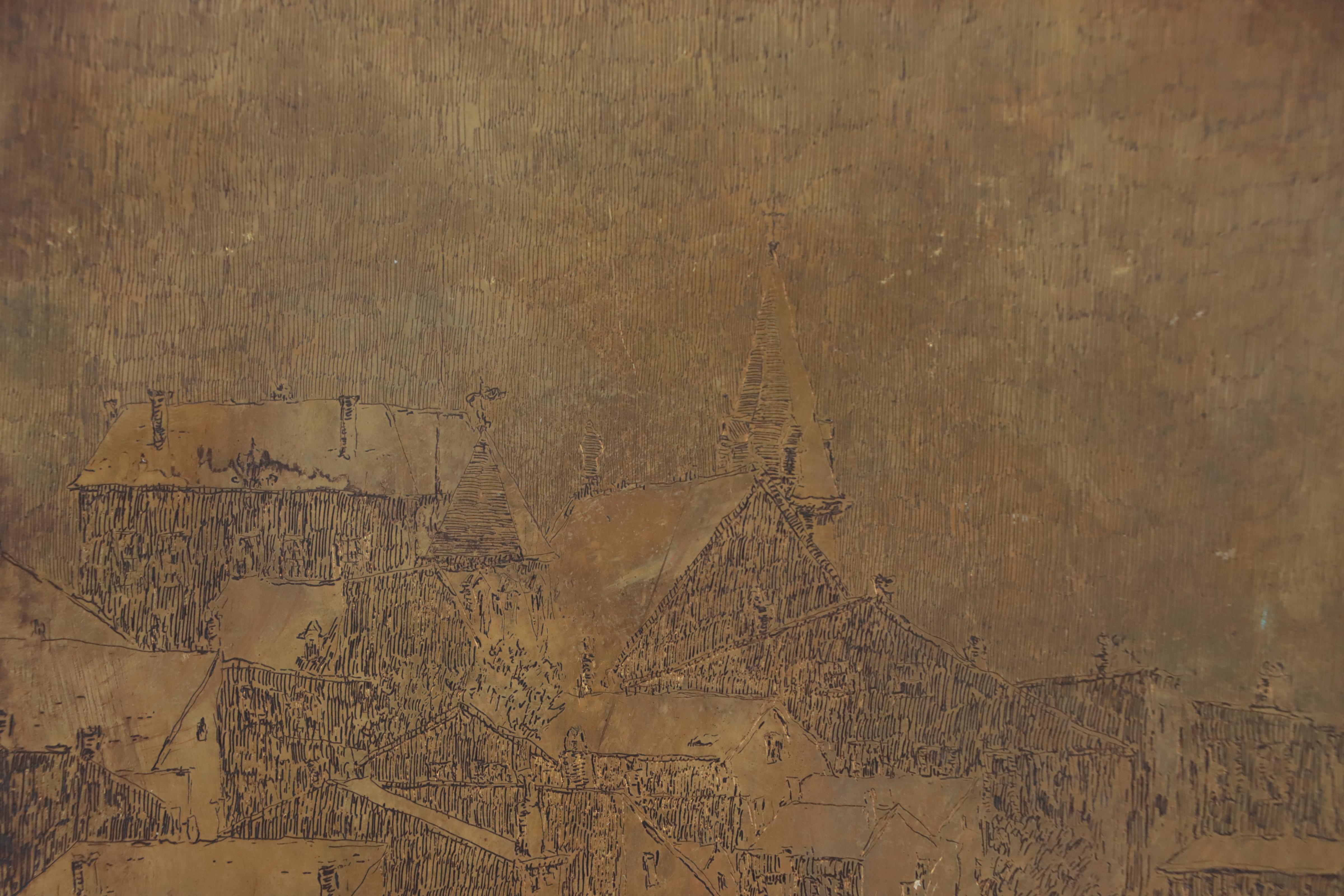 Edward Hurley Etched Copper Plate of Mt. Adams "Immaculata Chruch," 1915