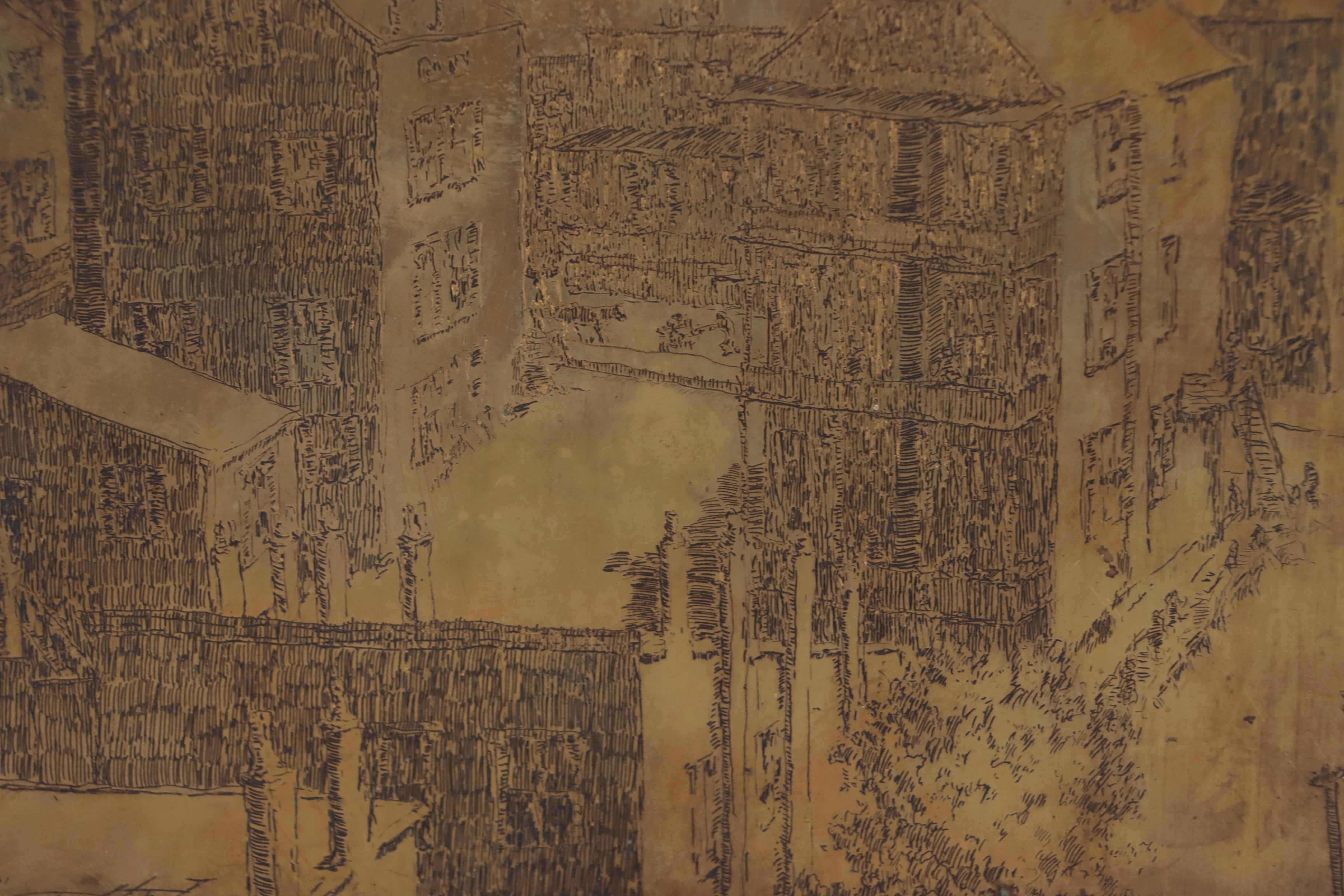 Edward Hurley Etched Copper Plate of Mt. Adams "Immaculata Chruch," 1915