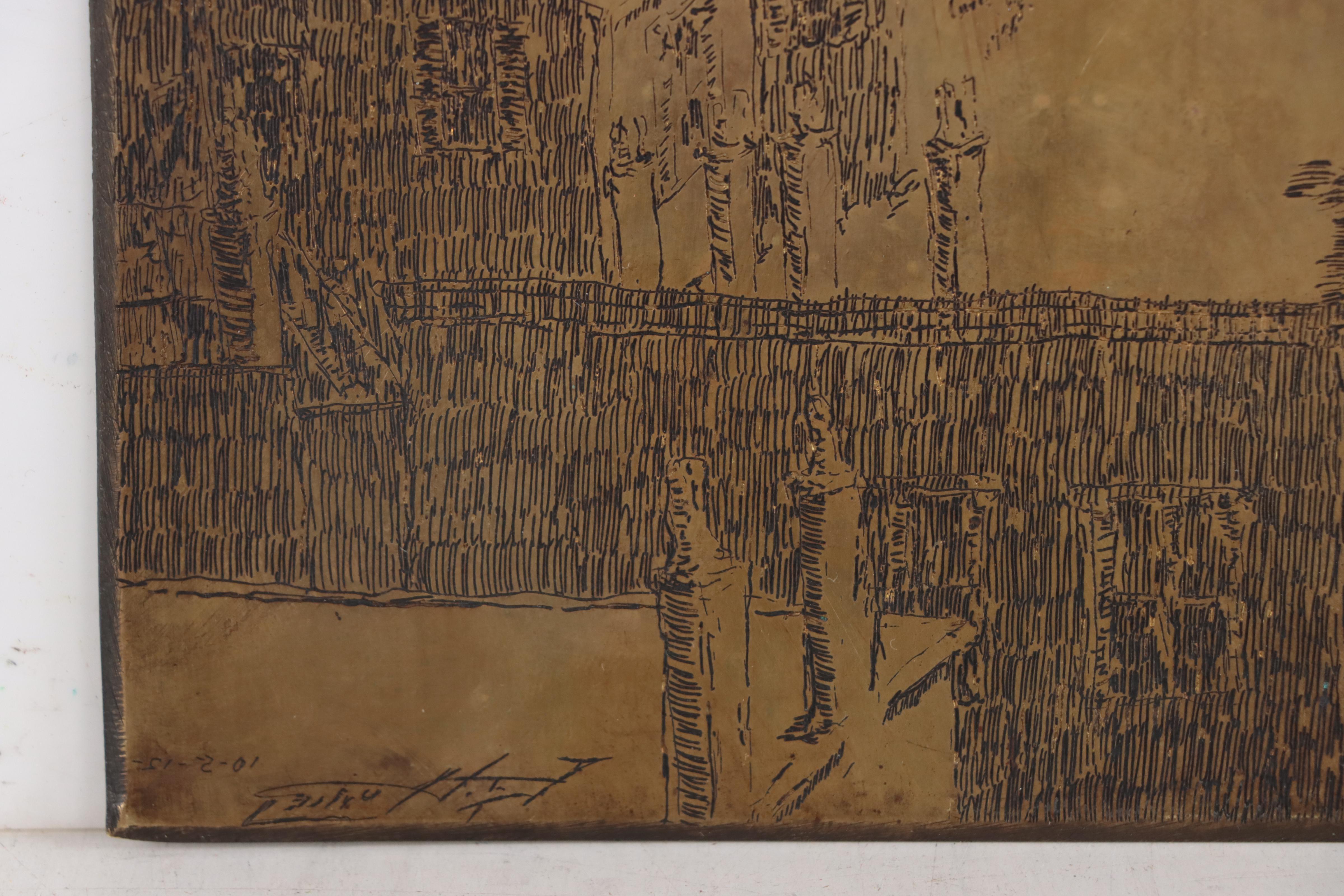 Edward Hurley Etched Copper Plate of Mt. Adams "Immaculata Chruch," 1915