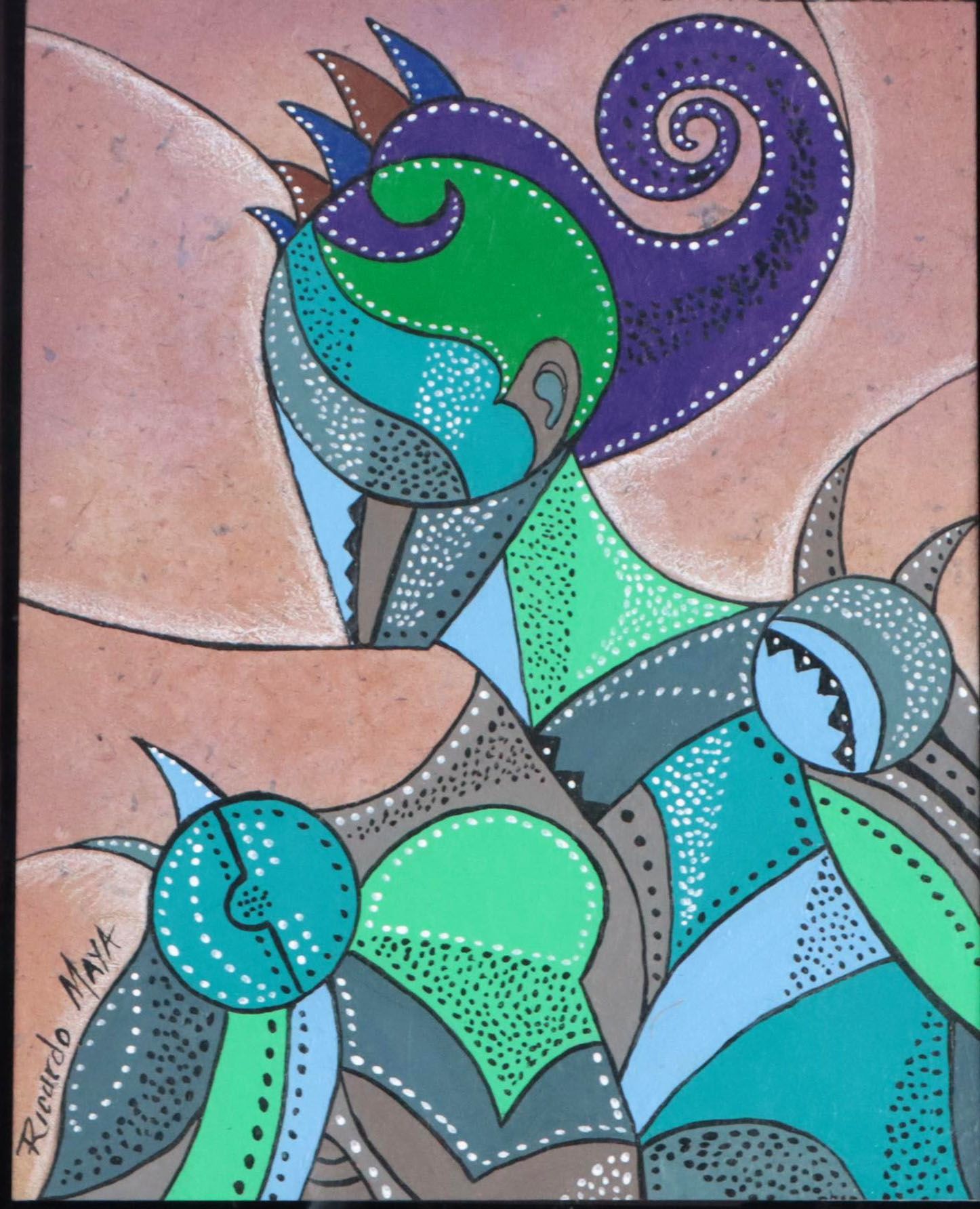 Ricardo Maya Abstract Mixed Media Painting, 21st Century