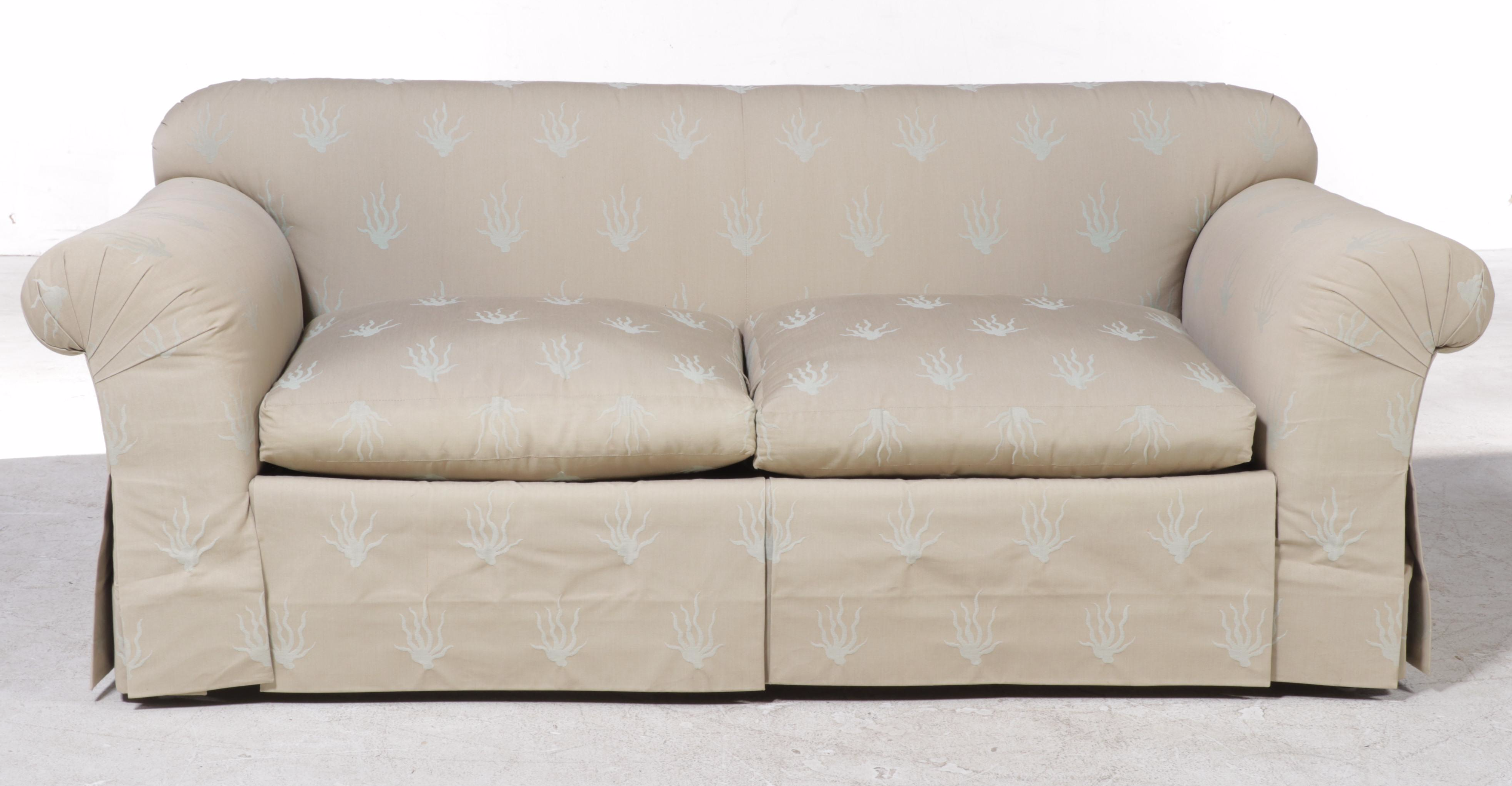 Custom-Upholstered Roll-Arm Two-Seat Sofa