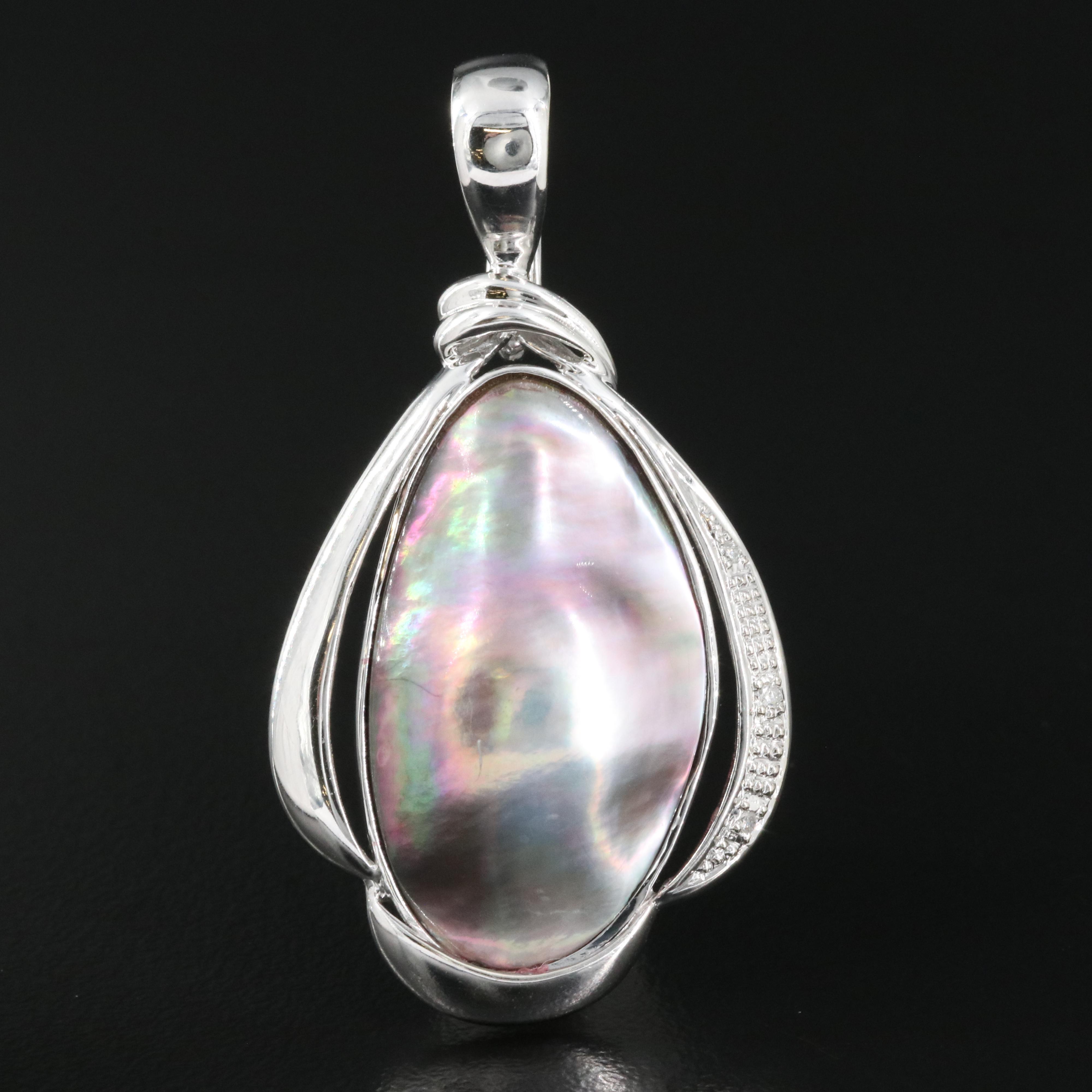 14K Pearl and Diamond Enhancer Pendant