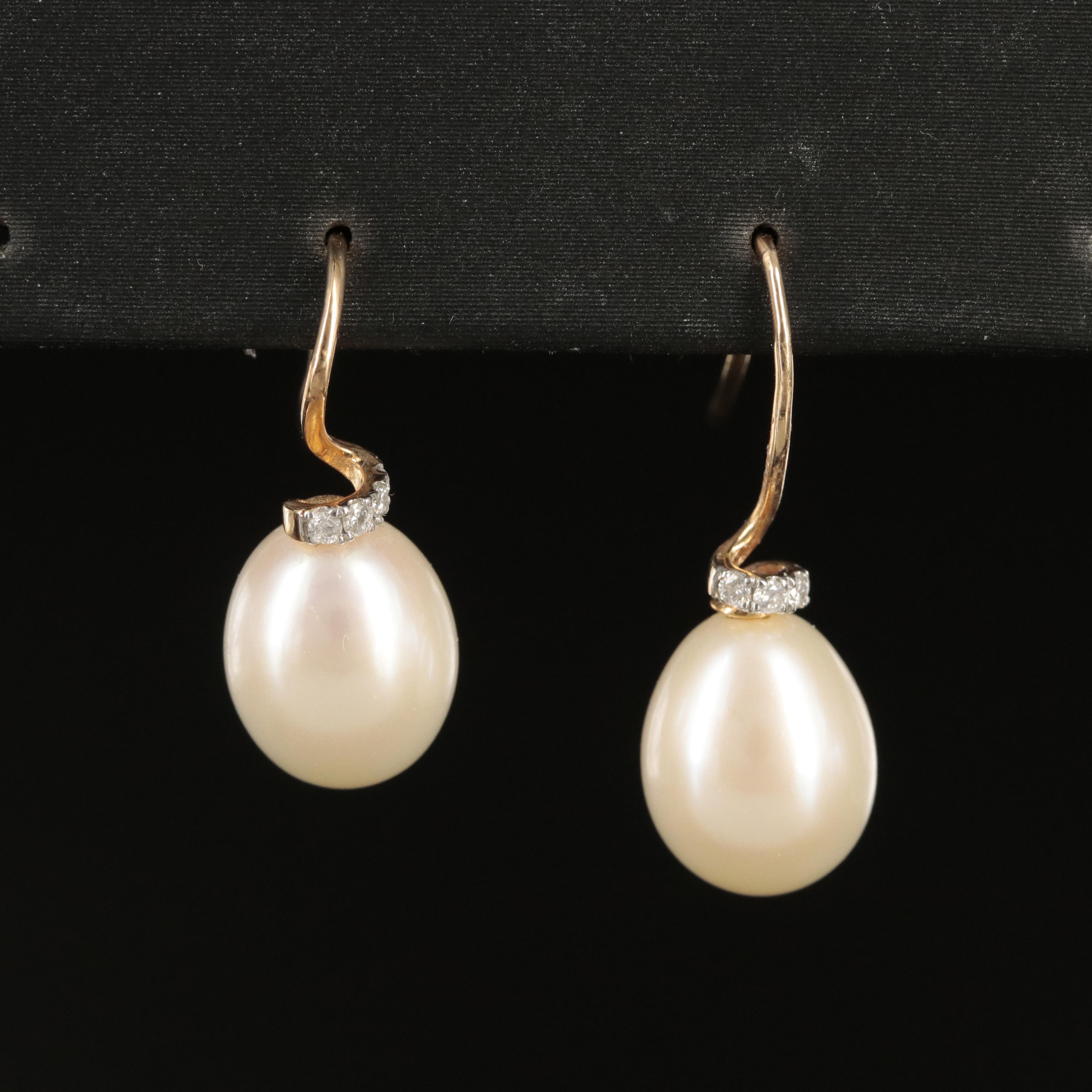 10K Pearl and Diamond Earrings