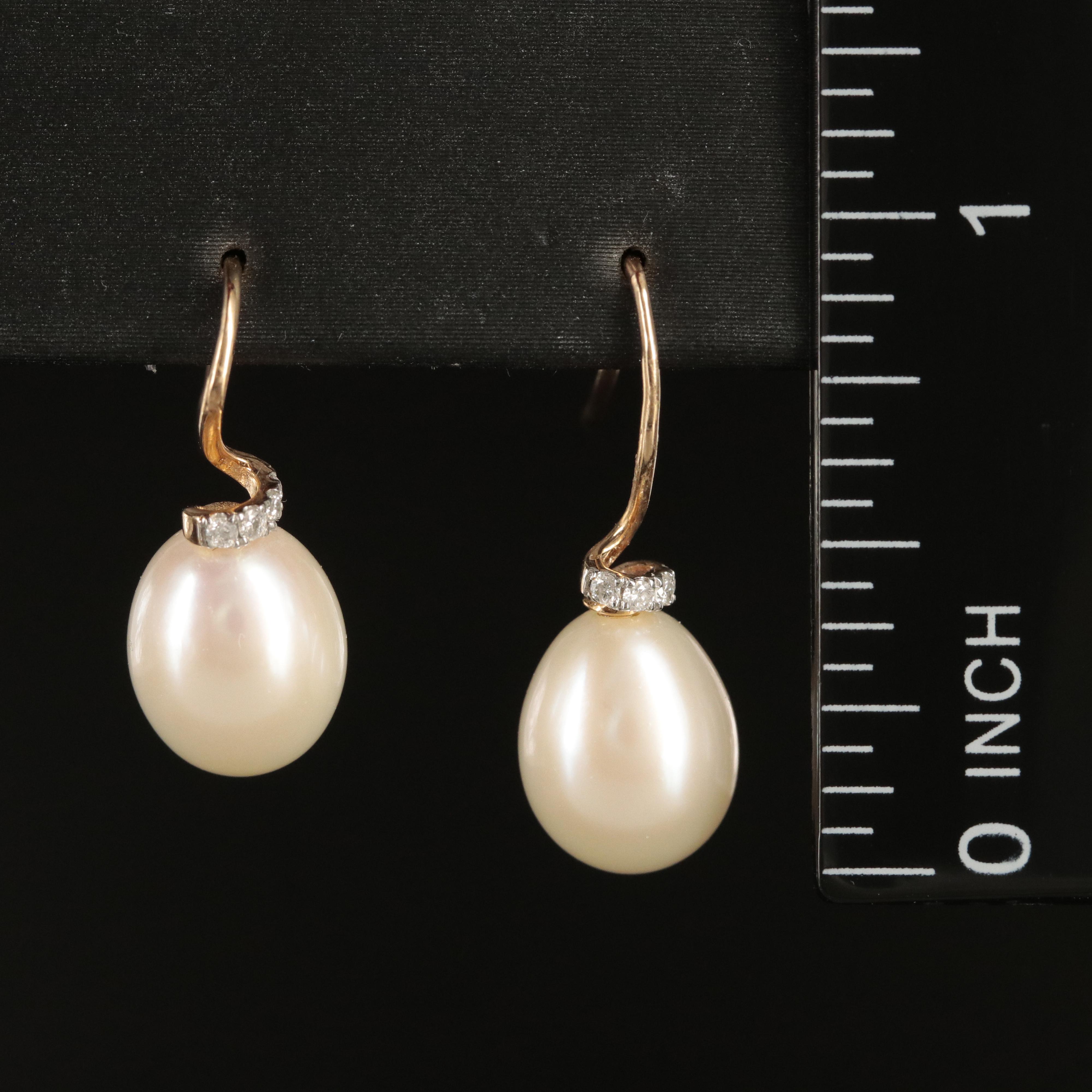 10K Pearl and Diamond Earrings