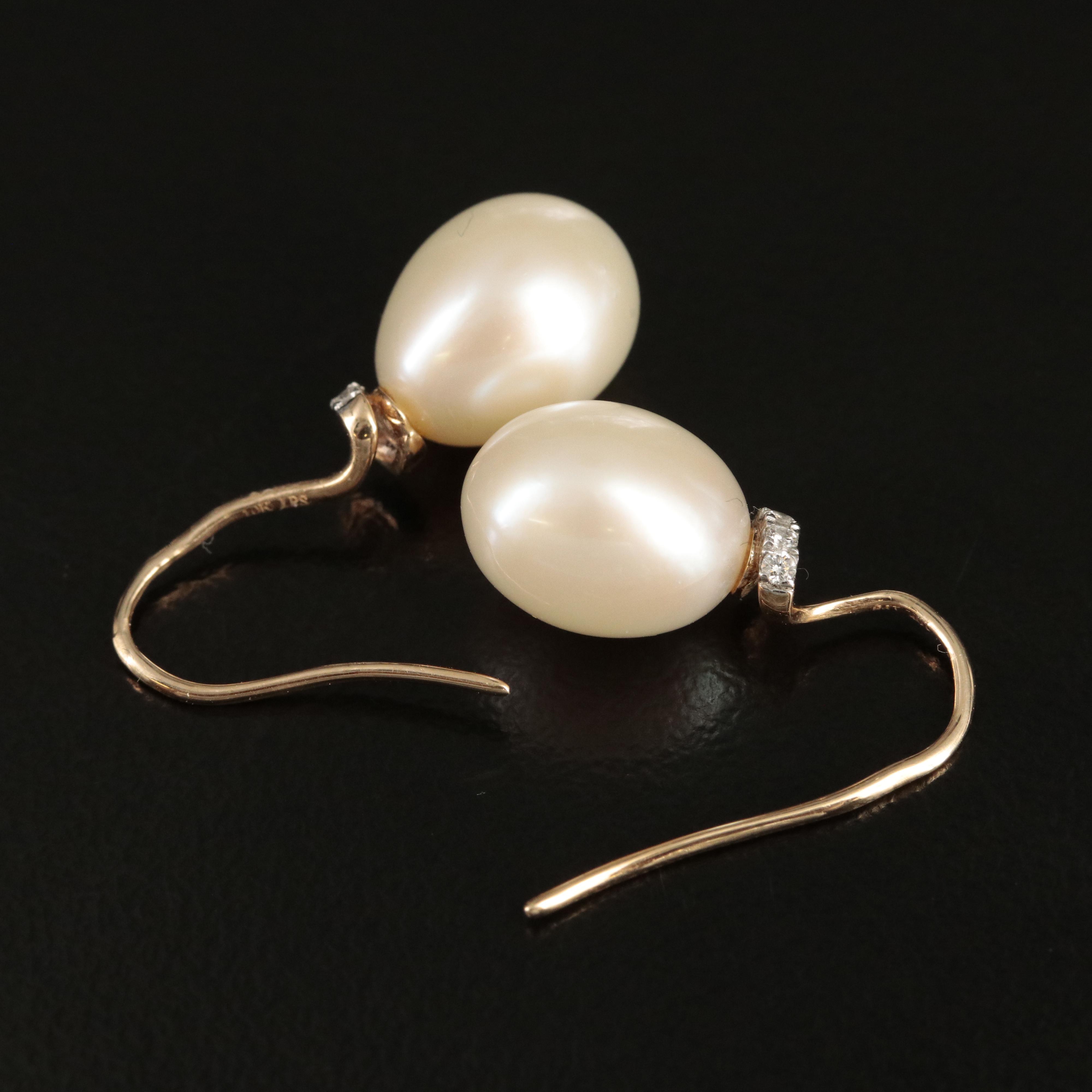 10K Pearl and Diamond Earrings