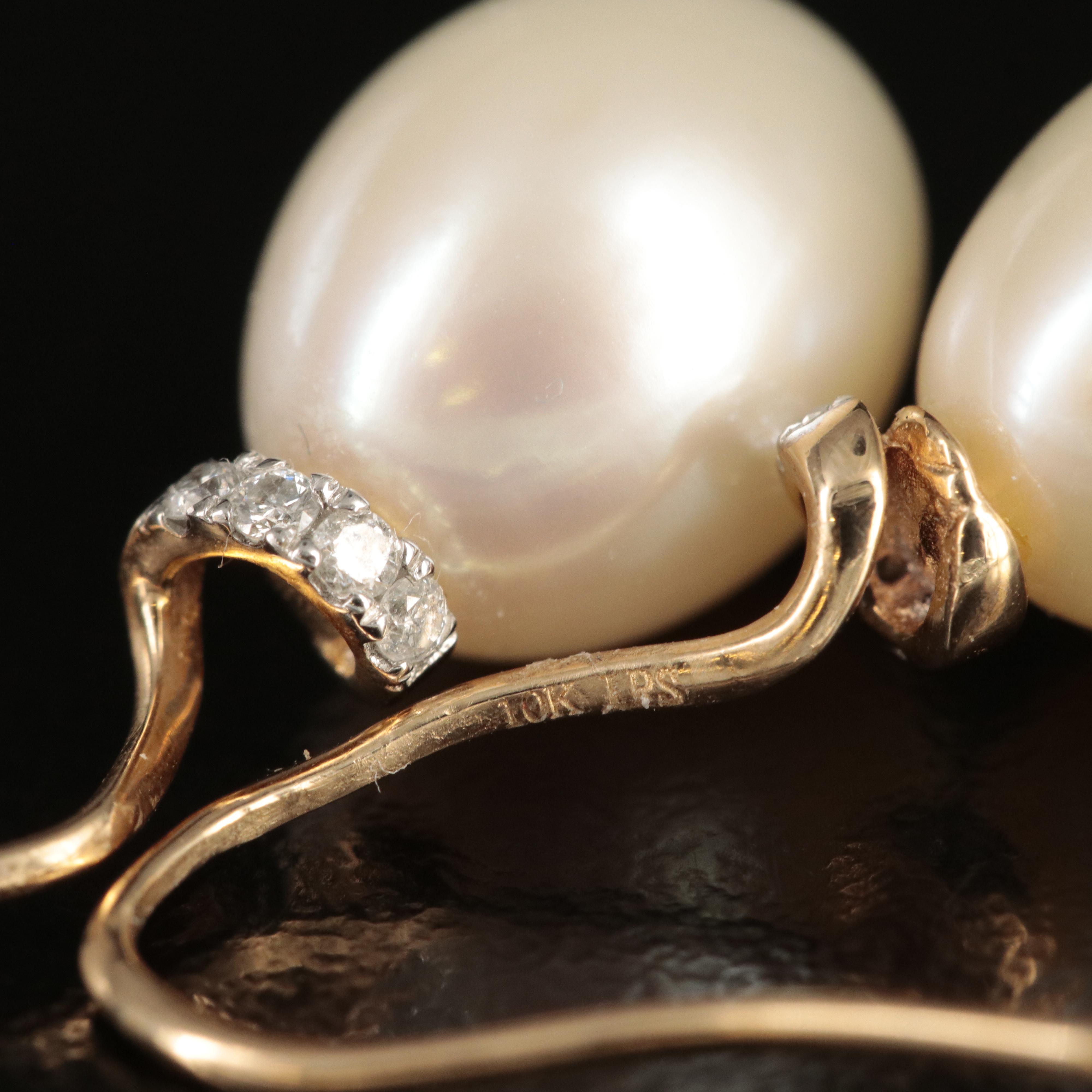 10K Pearl and Diamond Earrings