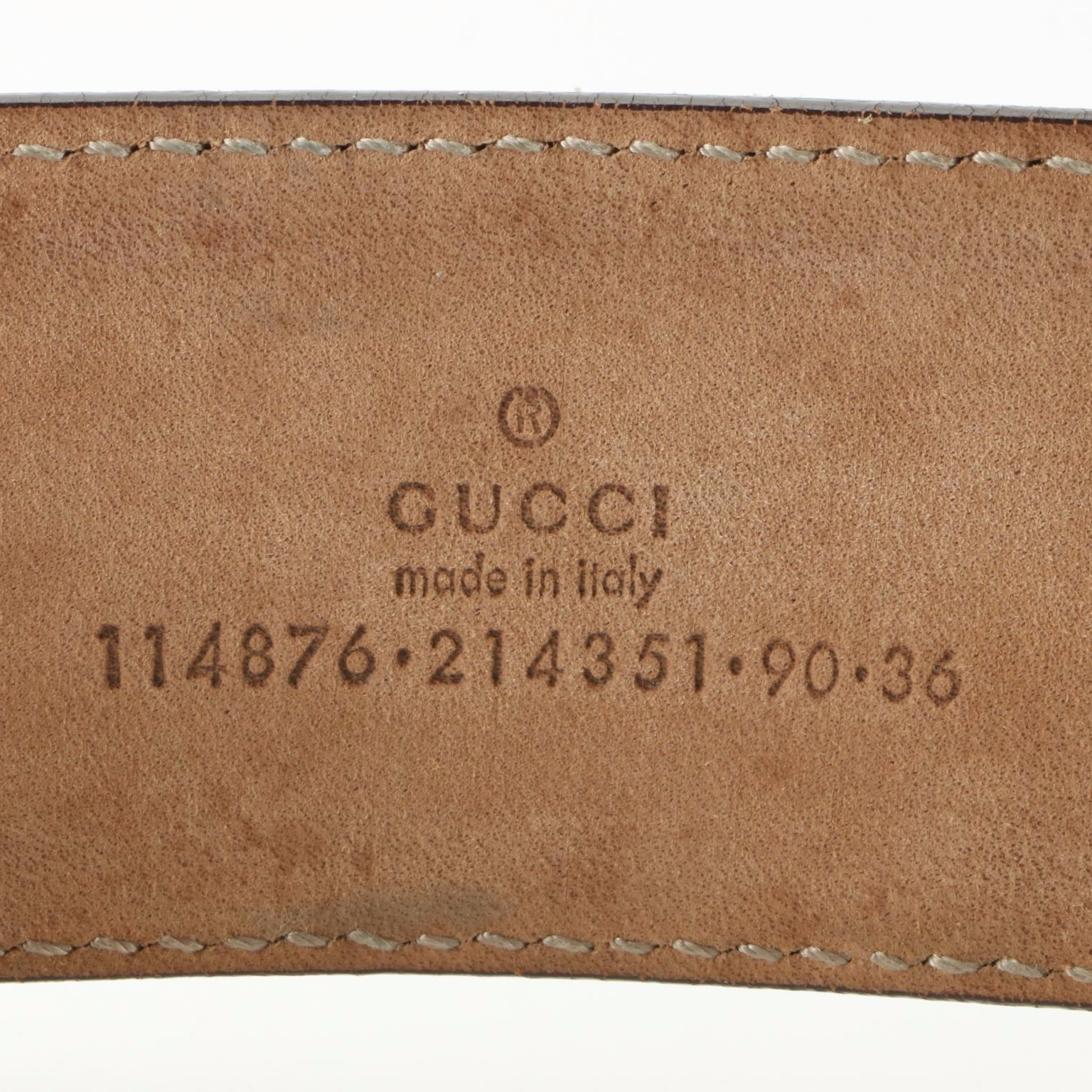 Gucci Belt in GG Canvas and Silver Metallic Leather with Interlocking G Buckle