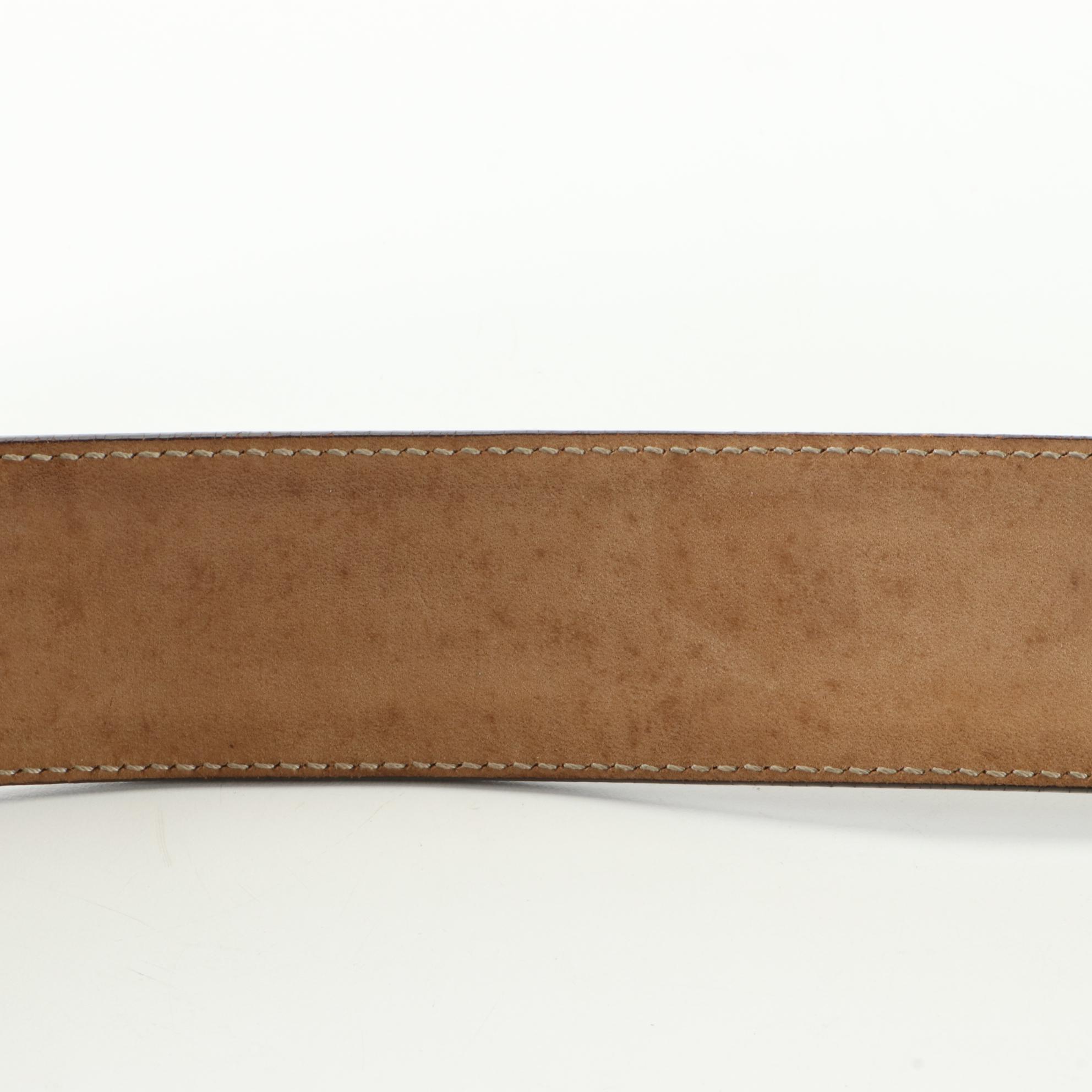 Gucci Belt in GG Canvas and Silver Metallic Leather with Interlocking G Buckle
