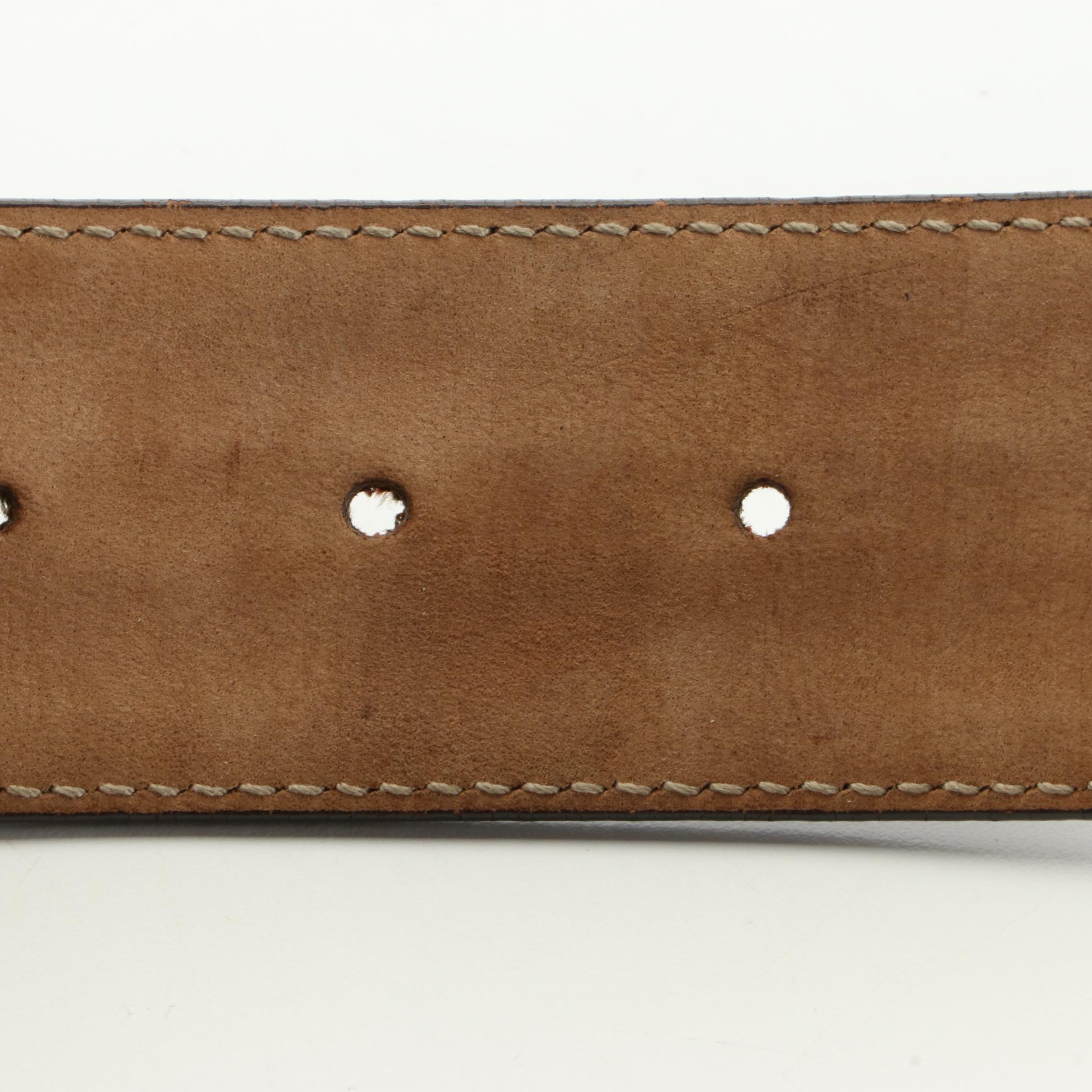 Gucci Belt in GG Canvas and Silver Metallic Leather with Interlocking G Buckle