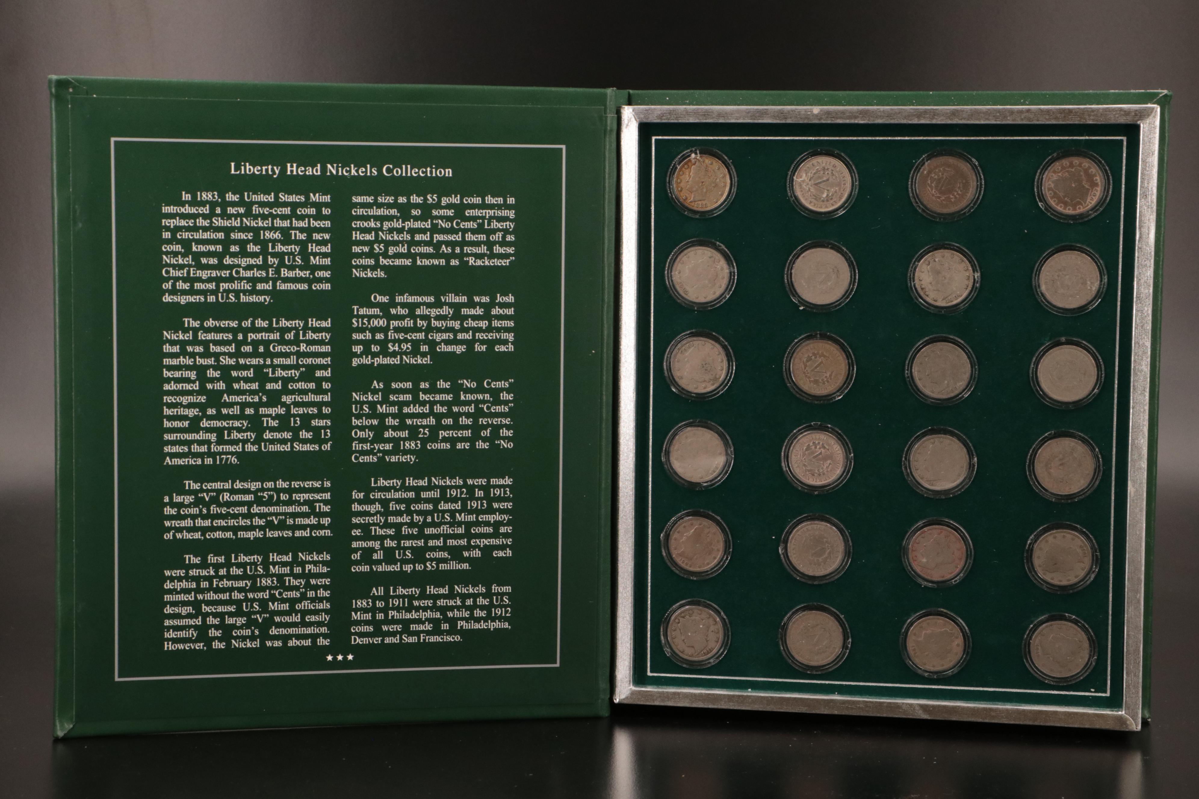 Two Collections of American Type Coins, Liberty Nickels and Mercury Dimes