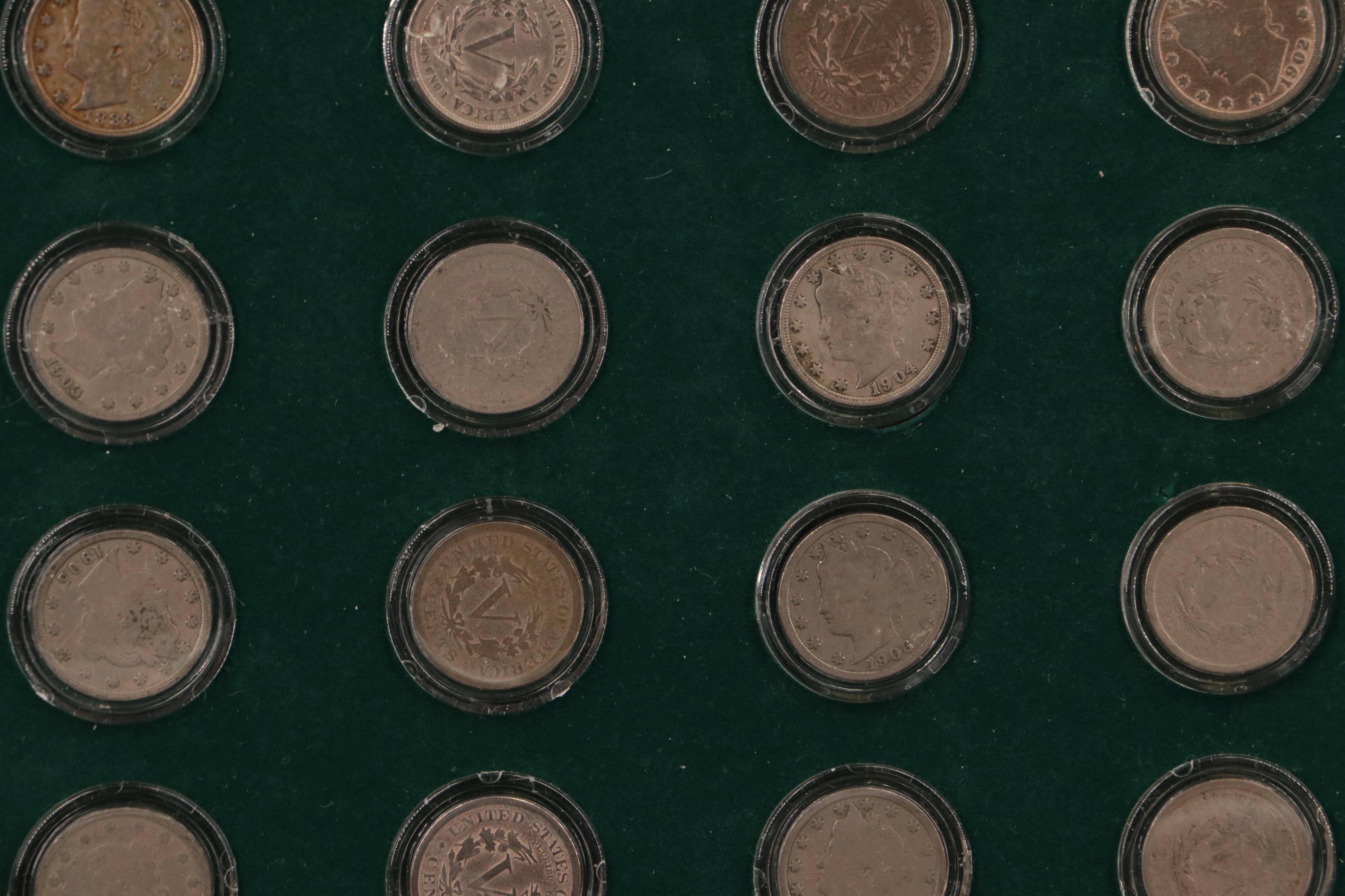 Two Collections of American Type Coins, Liberty Nickels and Mercury Dimes
