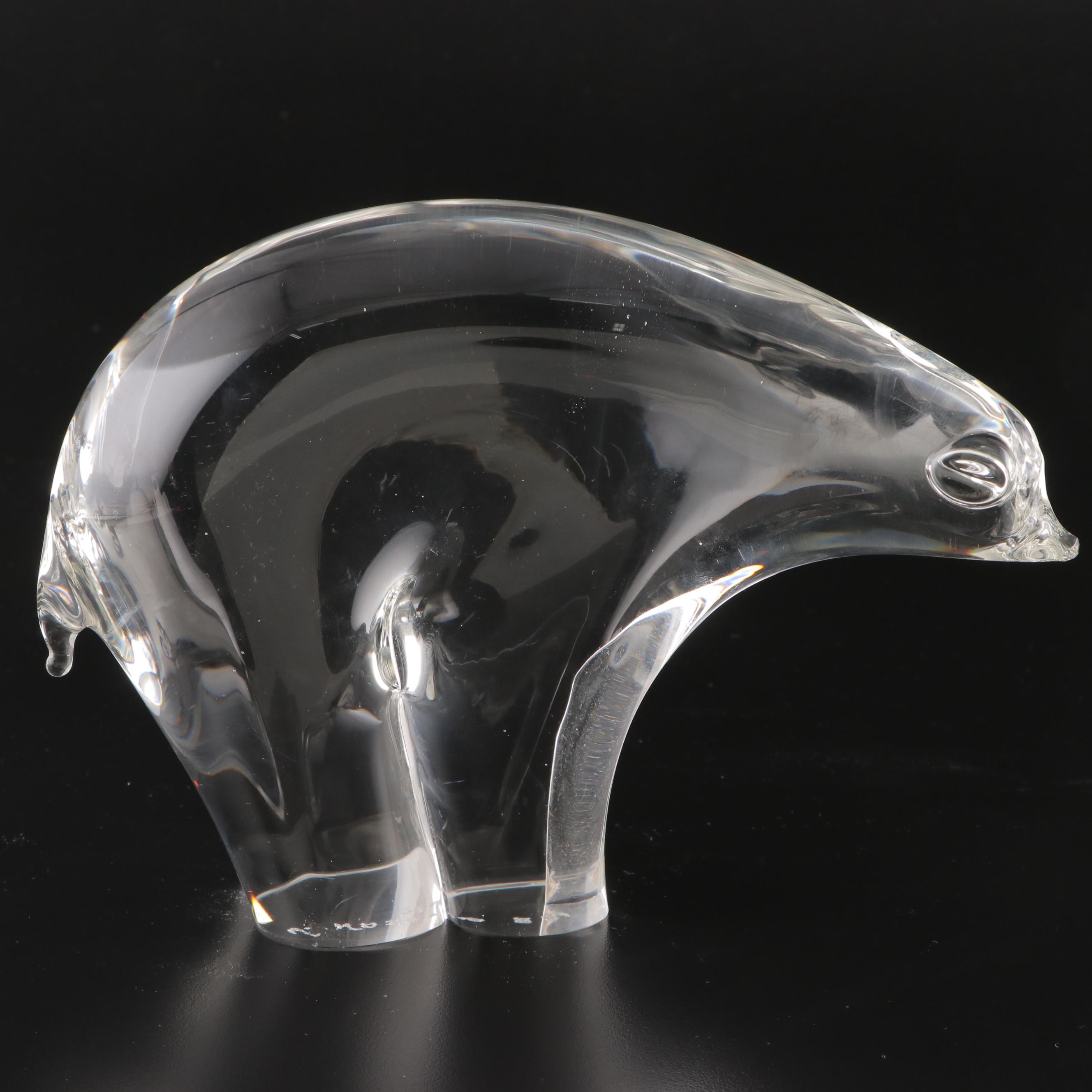 Vincenzo Nason Murano Polar Bear and White Cristal Vase