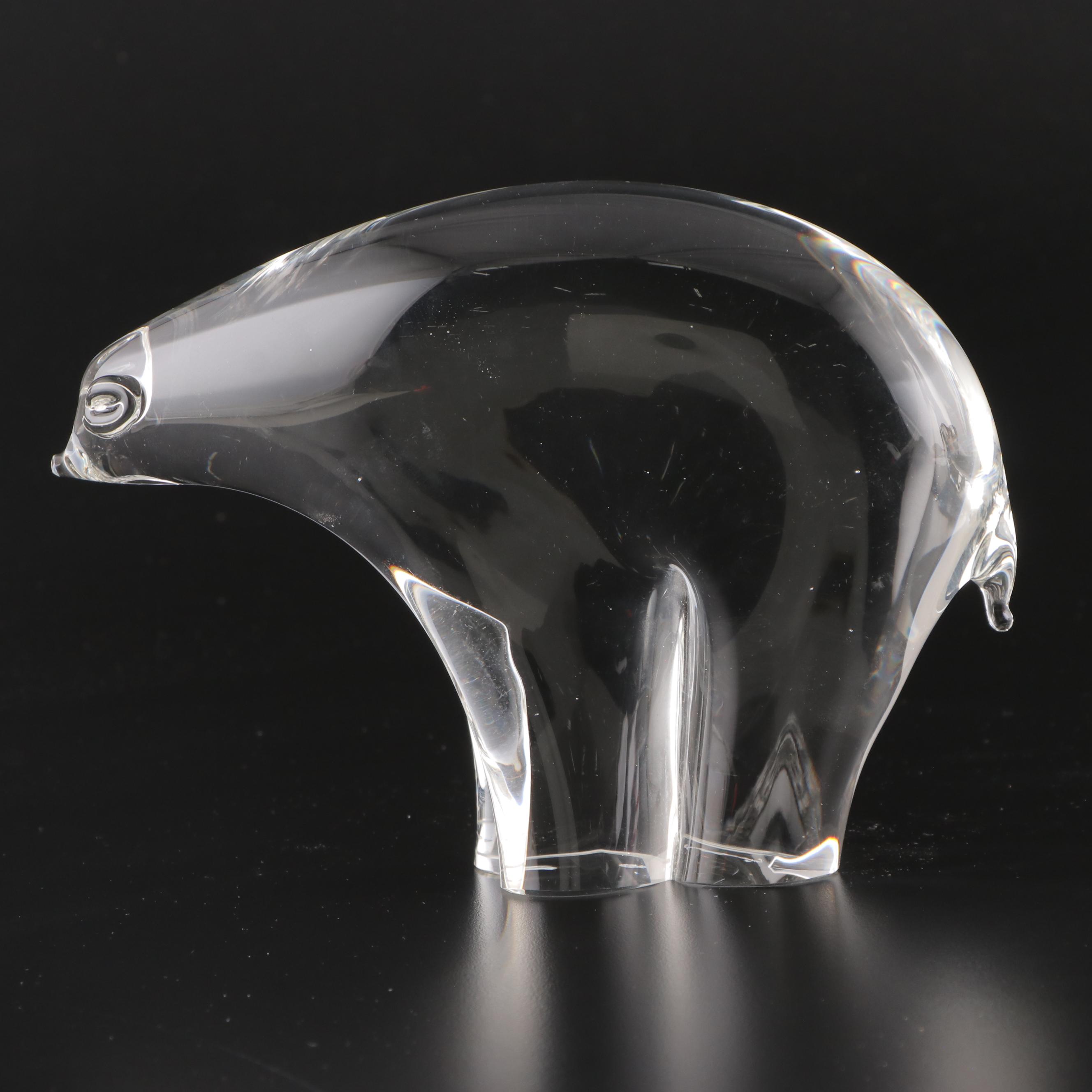 Vincenzo Nason Murano Polar Bear and White Cristal Vase