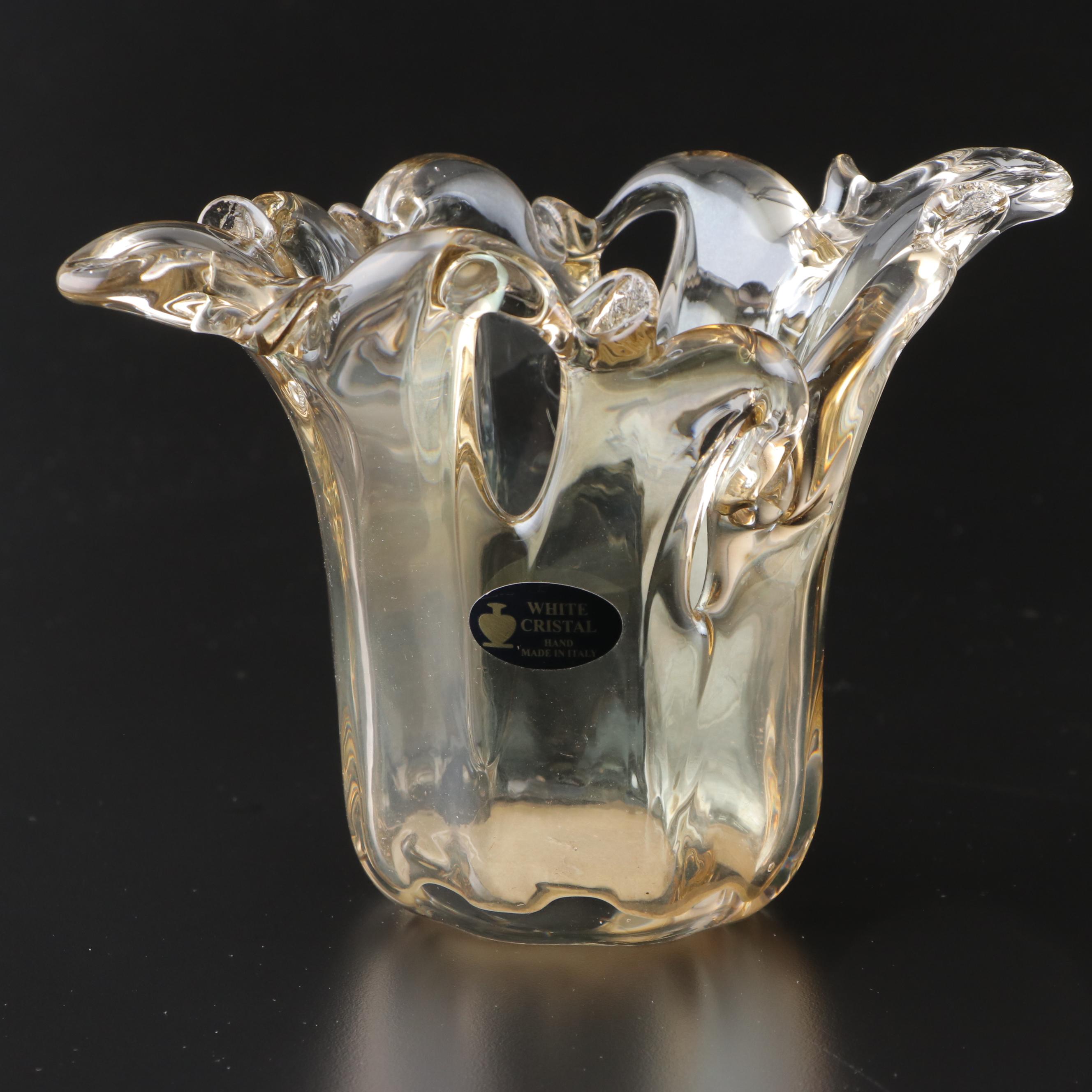 Vincenzo Nason Murano Polar Bear and White Cristal Vase