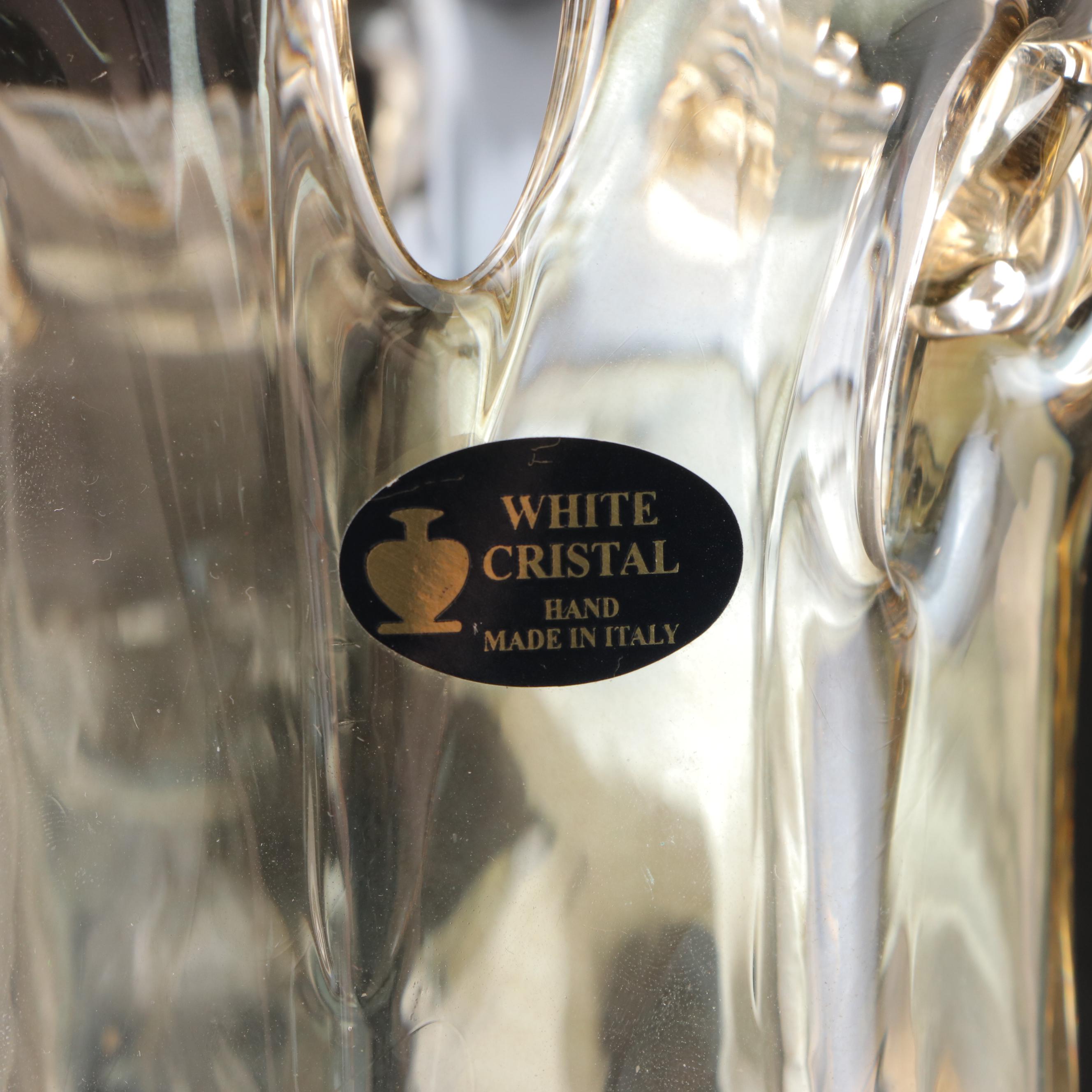 Vincenzo Nason Murano Polar Bear and White Cristal Vase