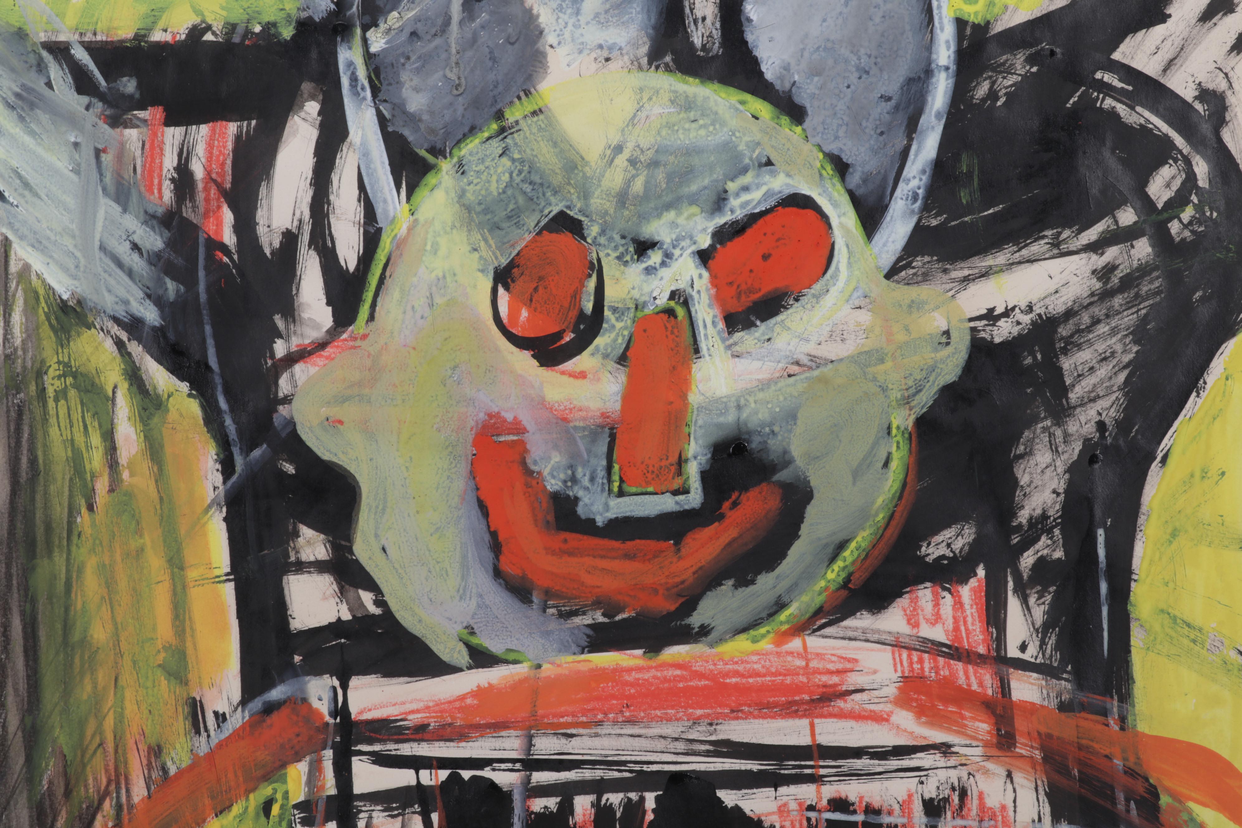 Sidney Chafetz Acrylic Painting of Abstract Figures, Circa 1990