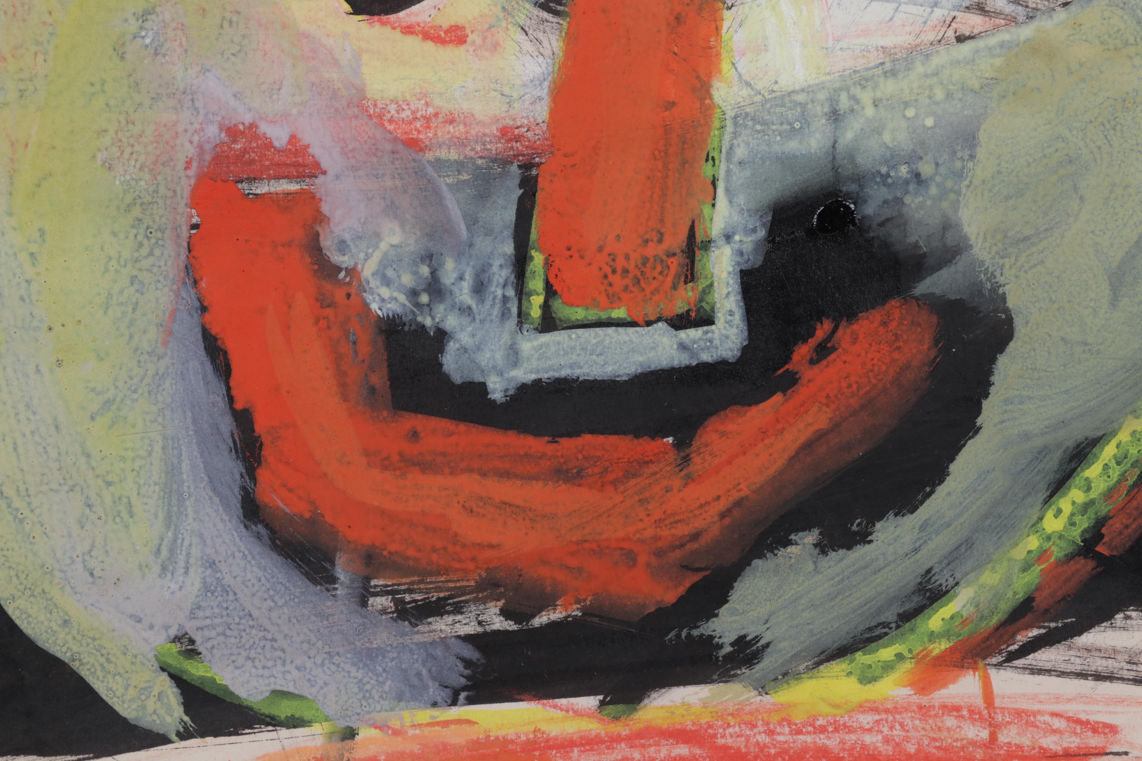 Sidney Chafetz Acrylic Painting of Abstract Figures, Circa 1990