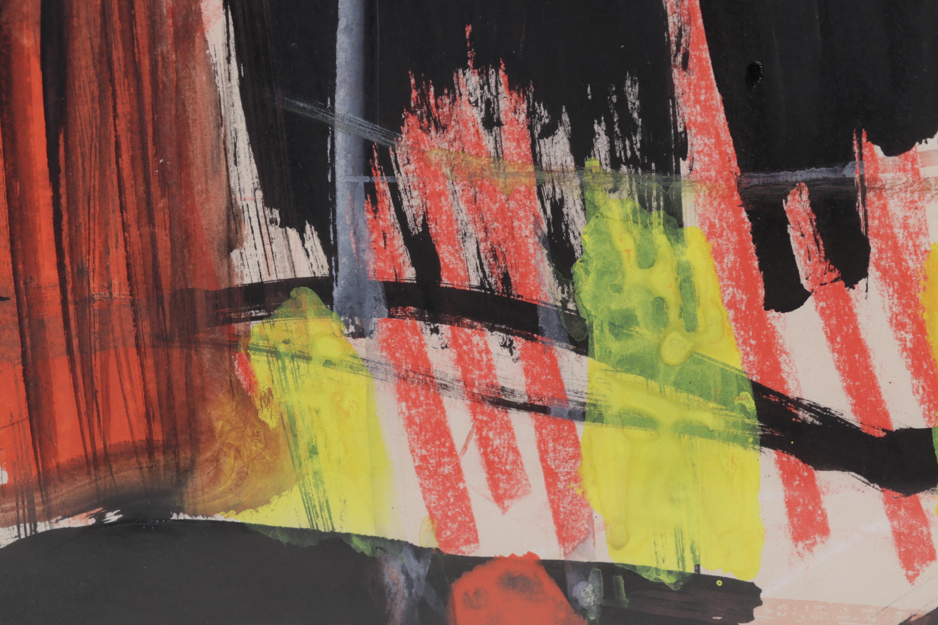 Sidney Chafetz Acrylic Painting of Abstract Figures, Circa 1990