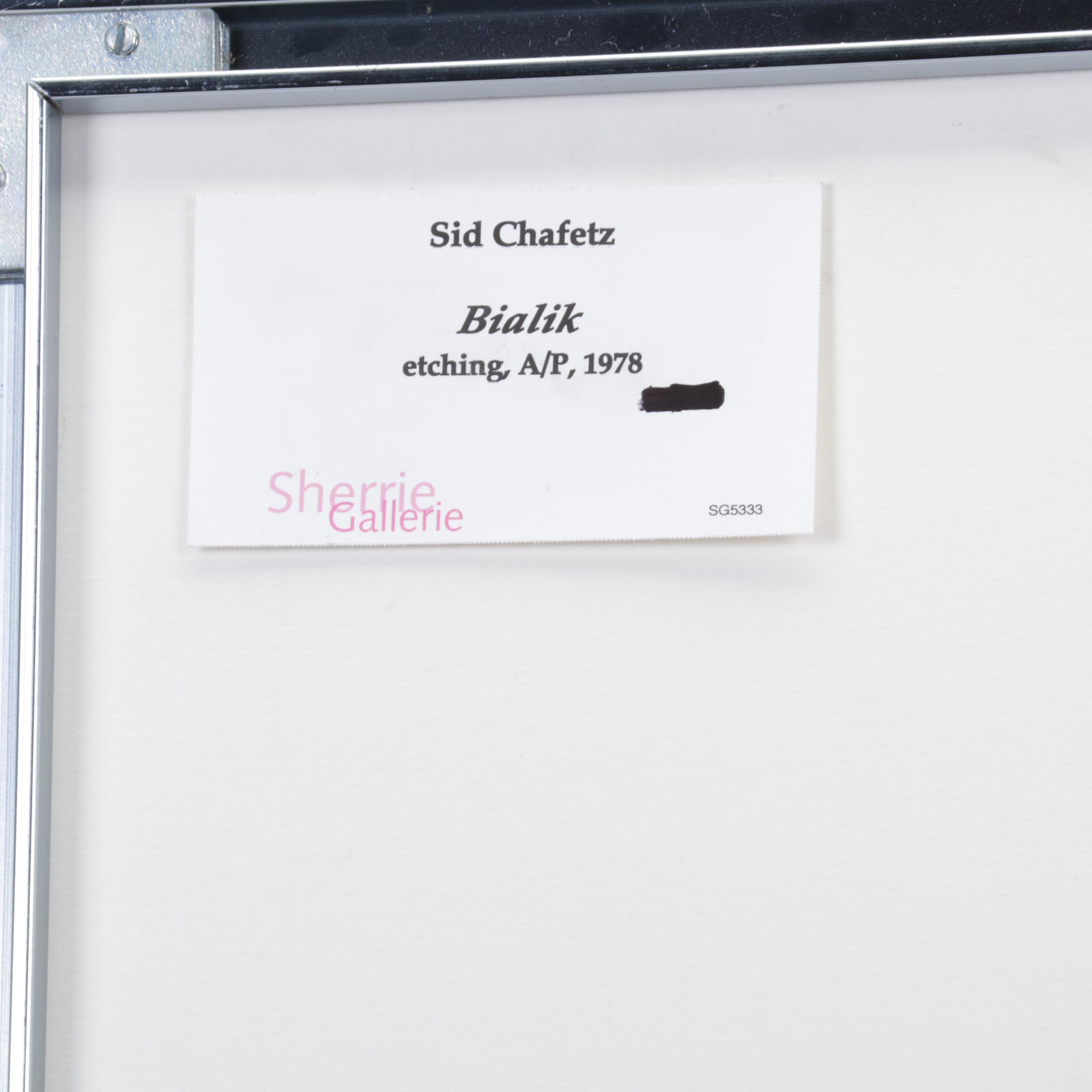 Sidney Chafetz Etching "Bialik," 1978