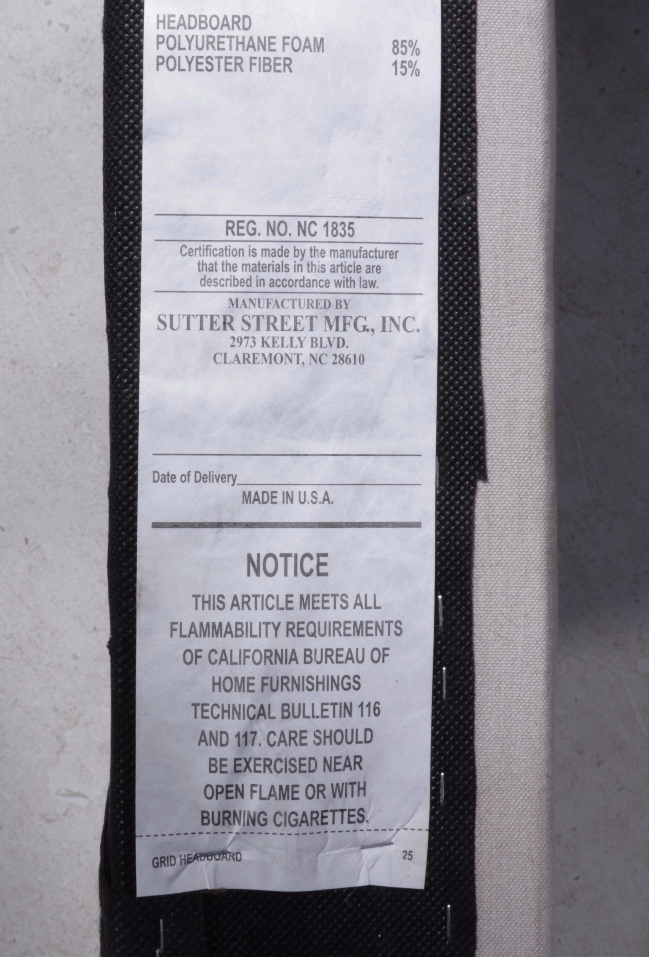 Sutter Street Mfg. Contemporary Queen Size Tufted Fabric Headboard