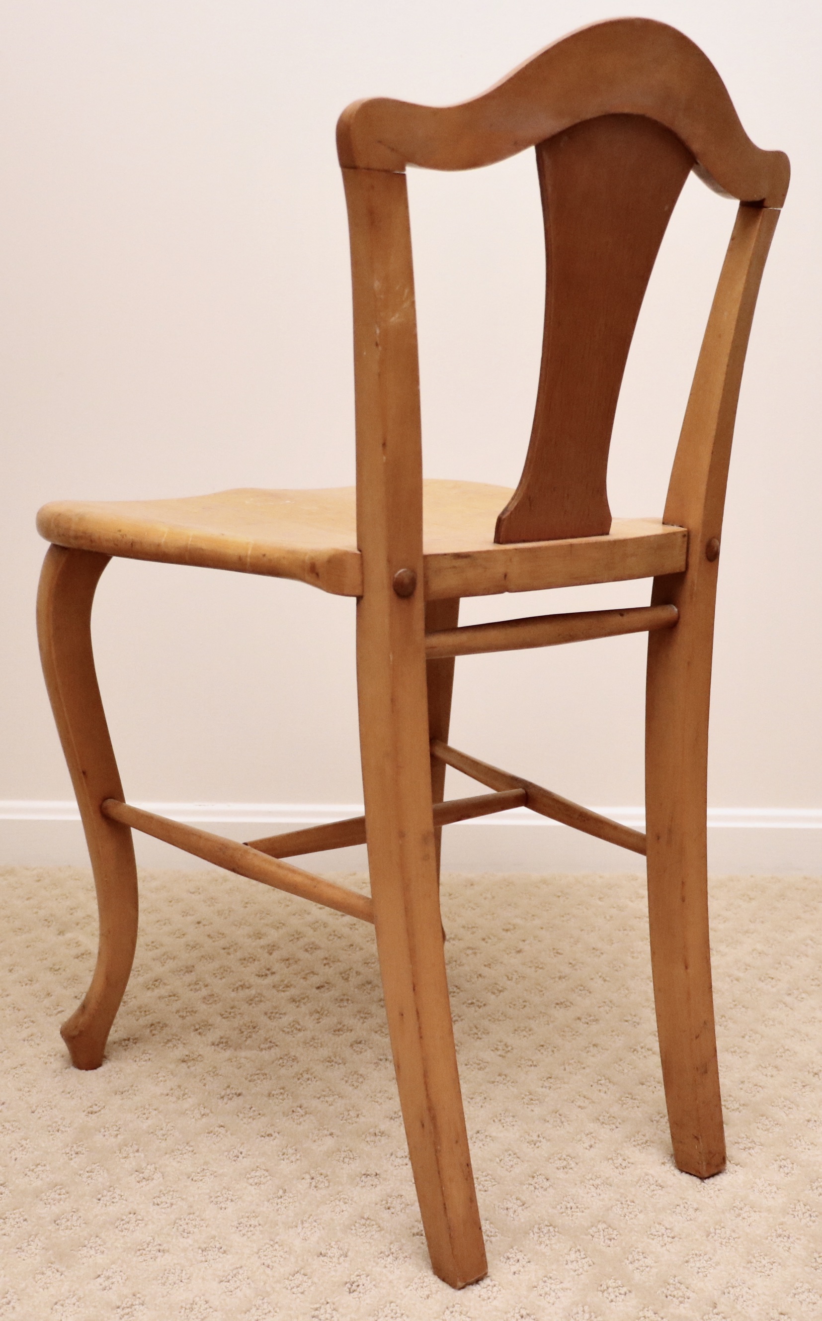 Burled Maple Seat Low-Back Chair and Painted Wheelbarrow Coffee Table