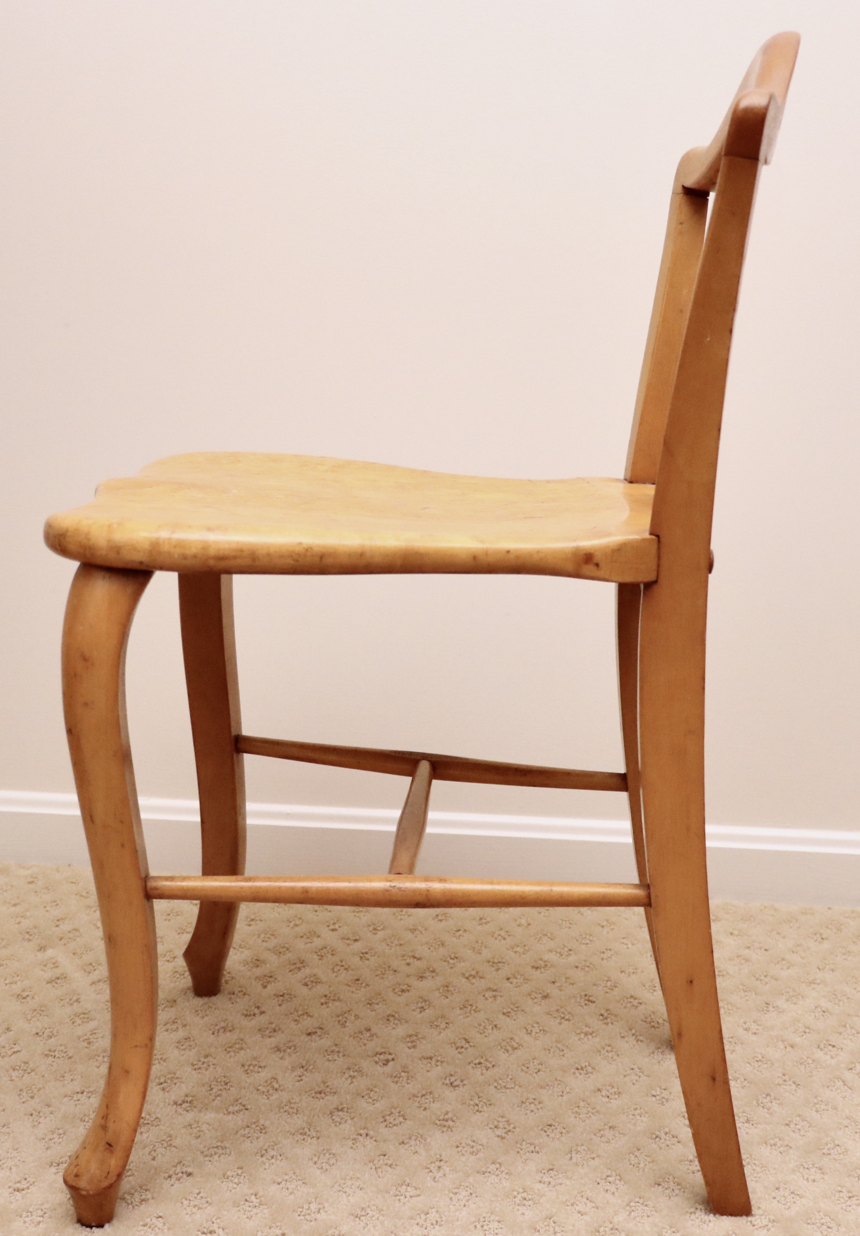 Burled Maple Seat Low-Back Chair and Painted Wheelbarrow Coffee Table